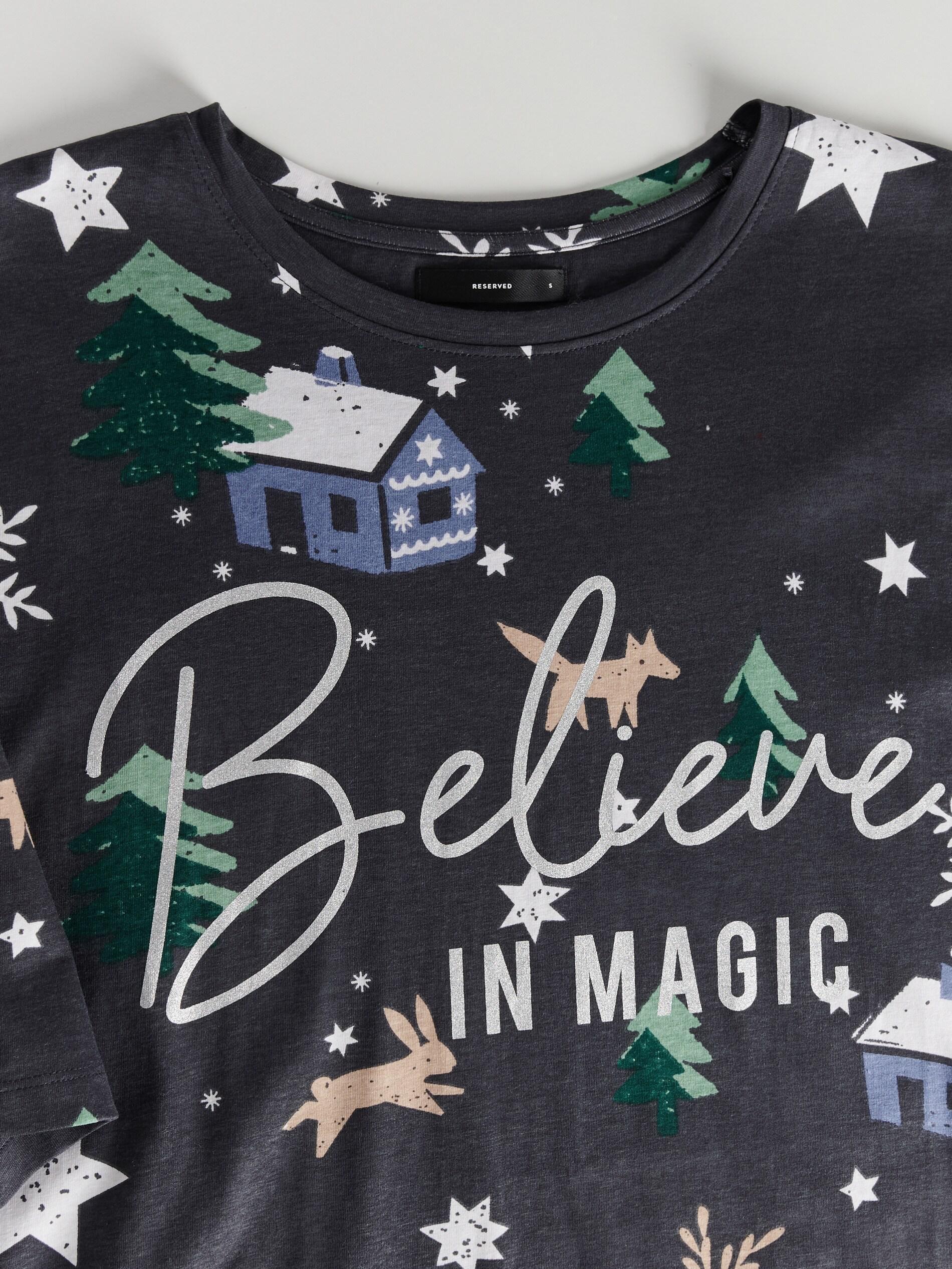 Dark Grey Nightdress With A Festive Motif, , large image number 1