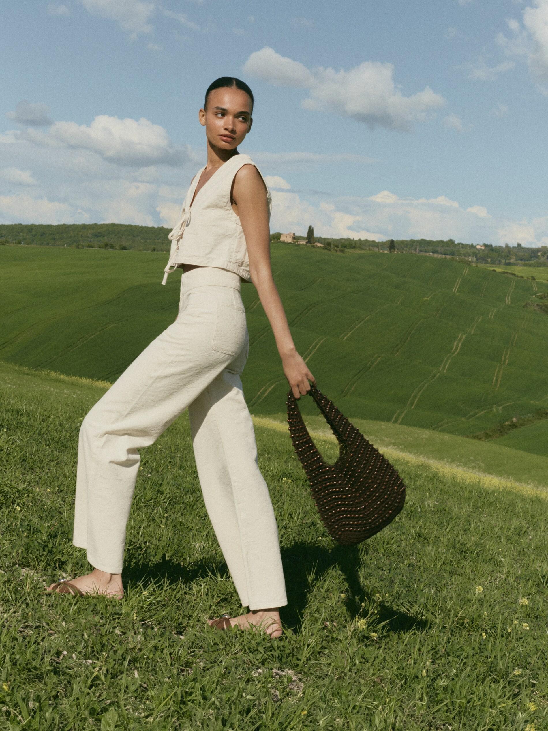 Beige Jeans Wide Leg Jeans, Ivory, large image number 0