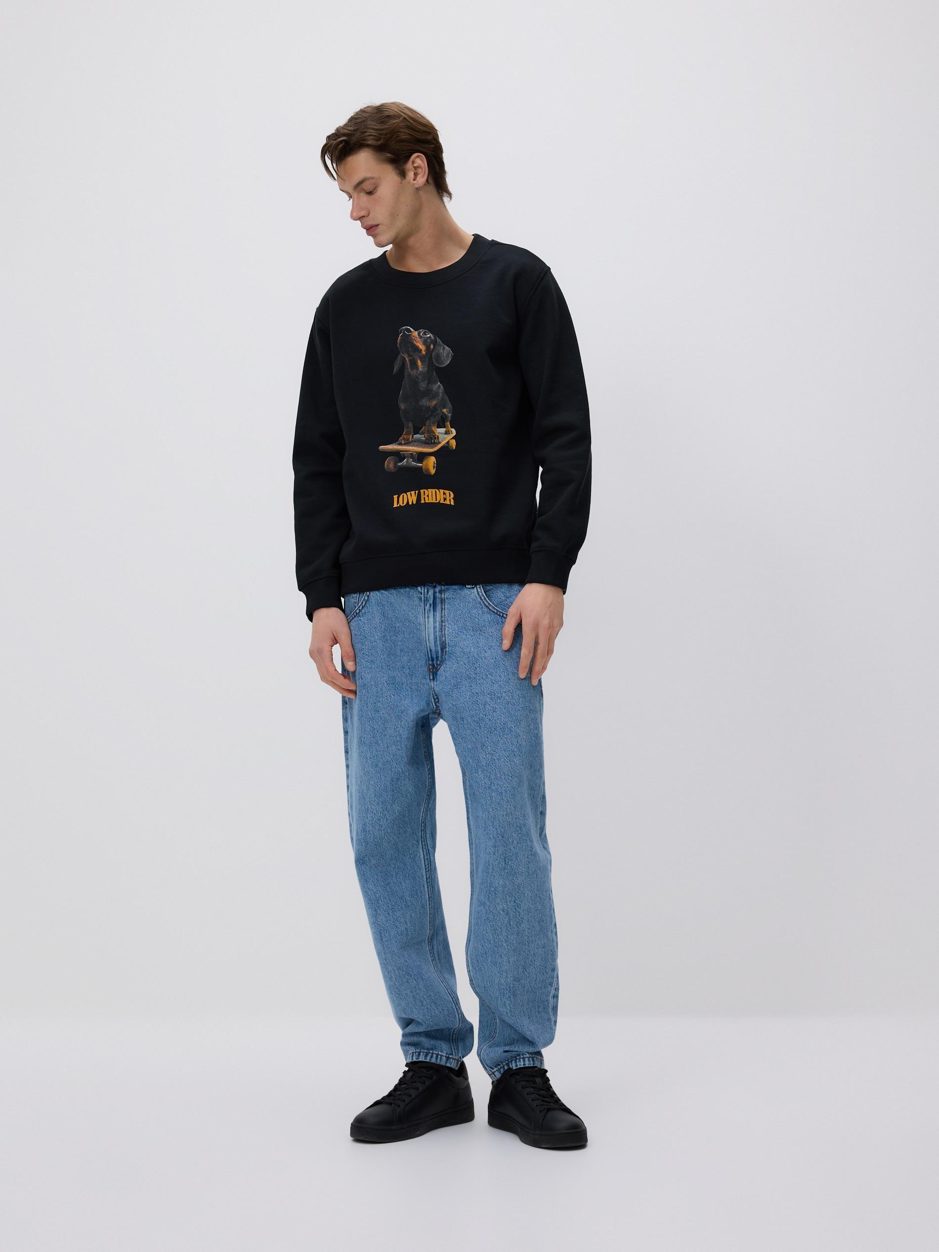 Black Printed Sweatshirt, Black, large image number 3