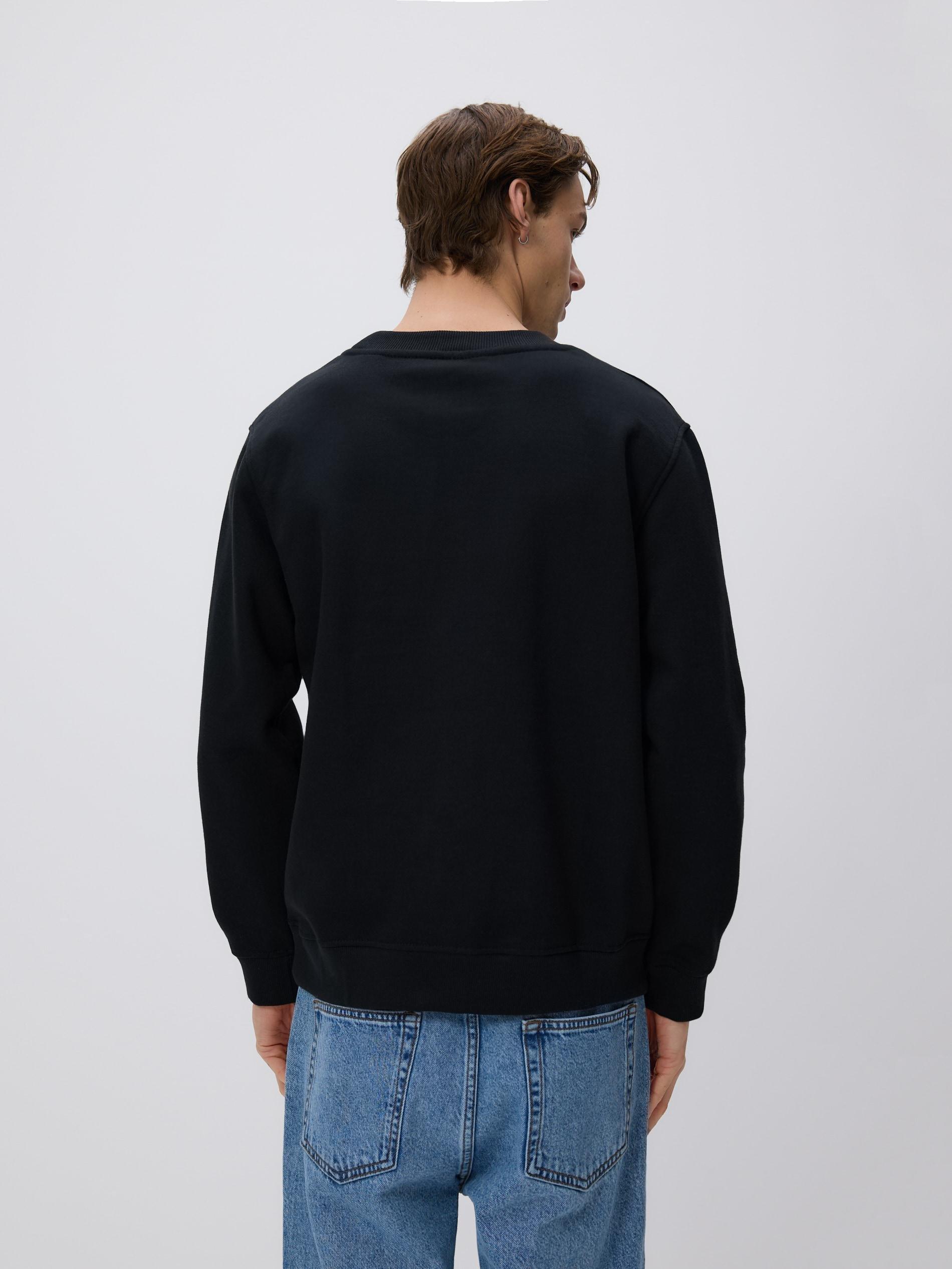 Black Printed Sweatshirt, Black, large image number 4