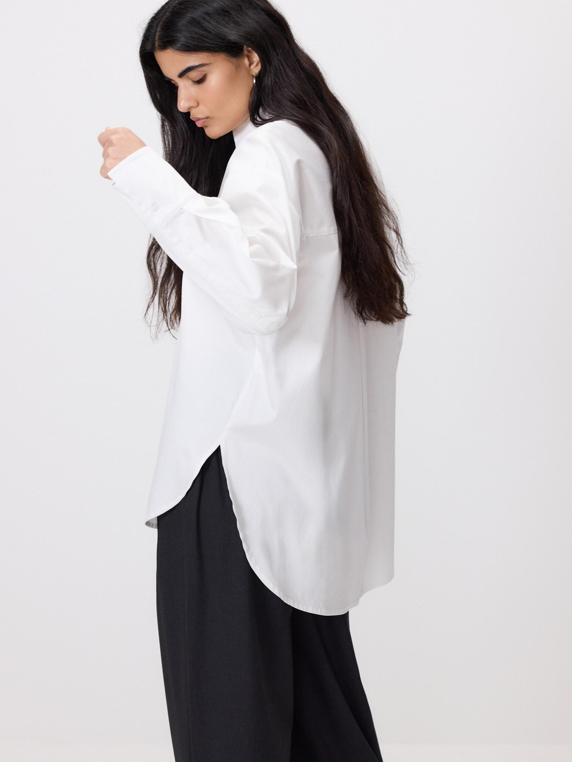 White Cotton Shirt With Wide Cuffs, White, medium