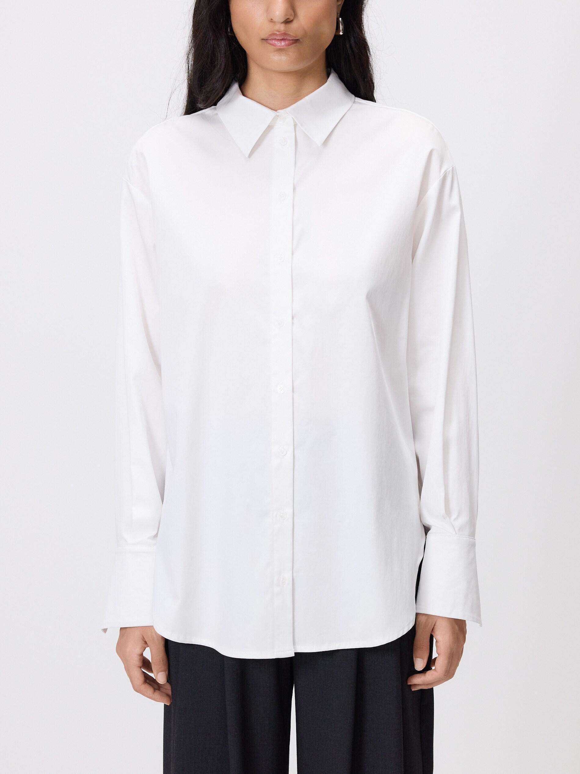 White Cotton Shirt With Wide Cuffs, White, large image number 1