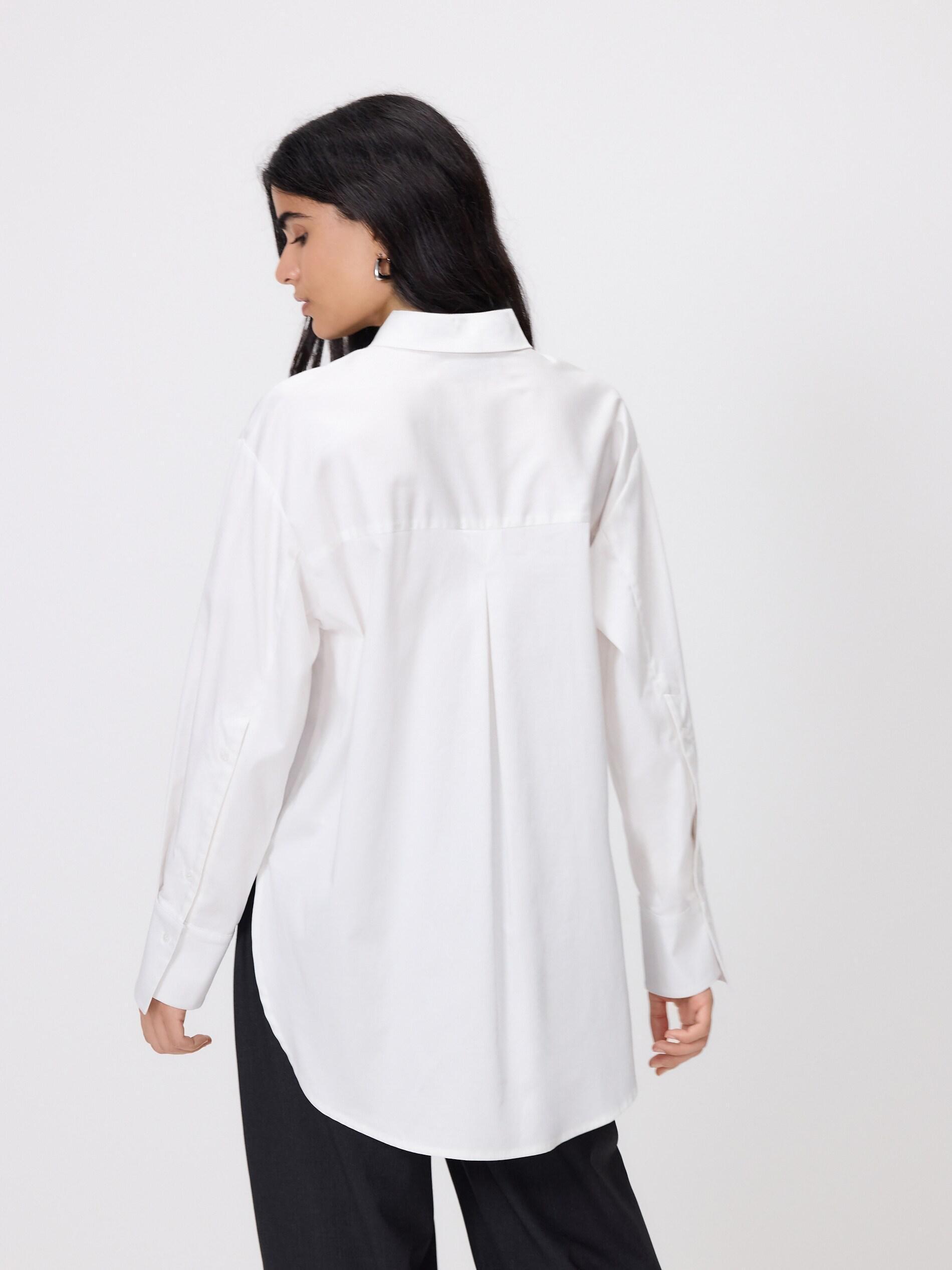 White Cotton Shirt With Wide Cuffs, White, large image number 4