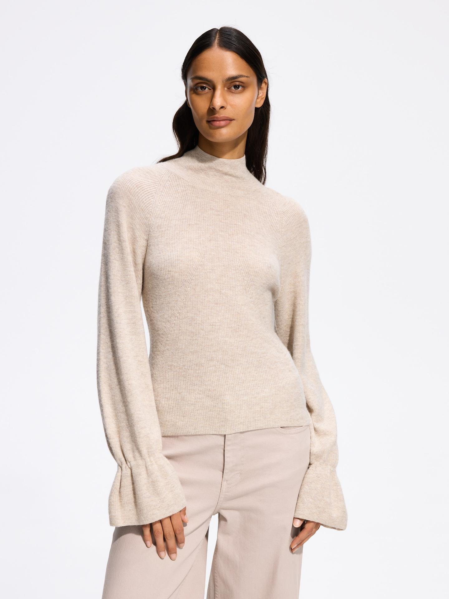 Beige Wool Blend Jumper, Beige, medium