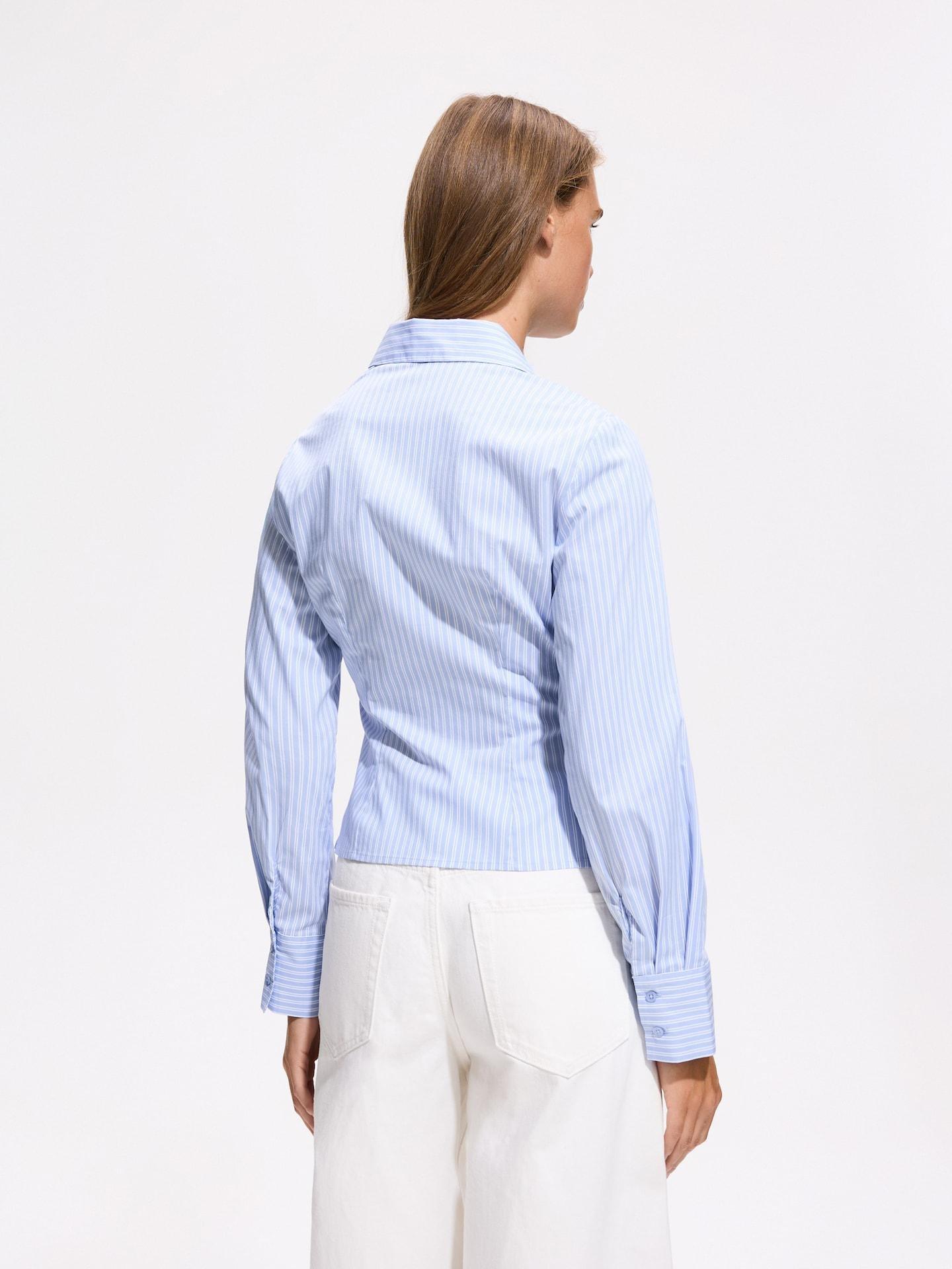 Blue Shirt With Decorative Gathering, Blue, large image number 3