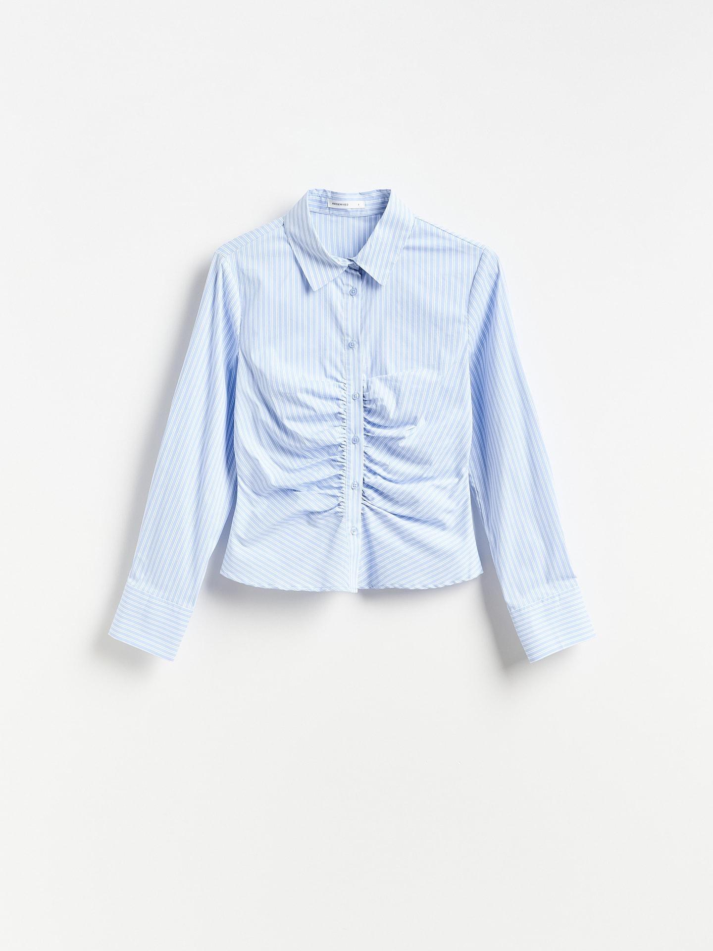 Blue Shirt With Decorative Gathering, Blue, large image number 4