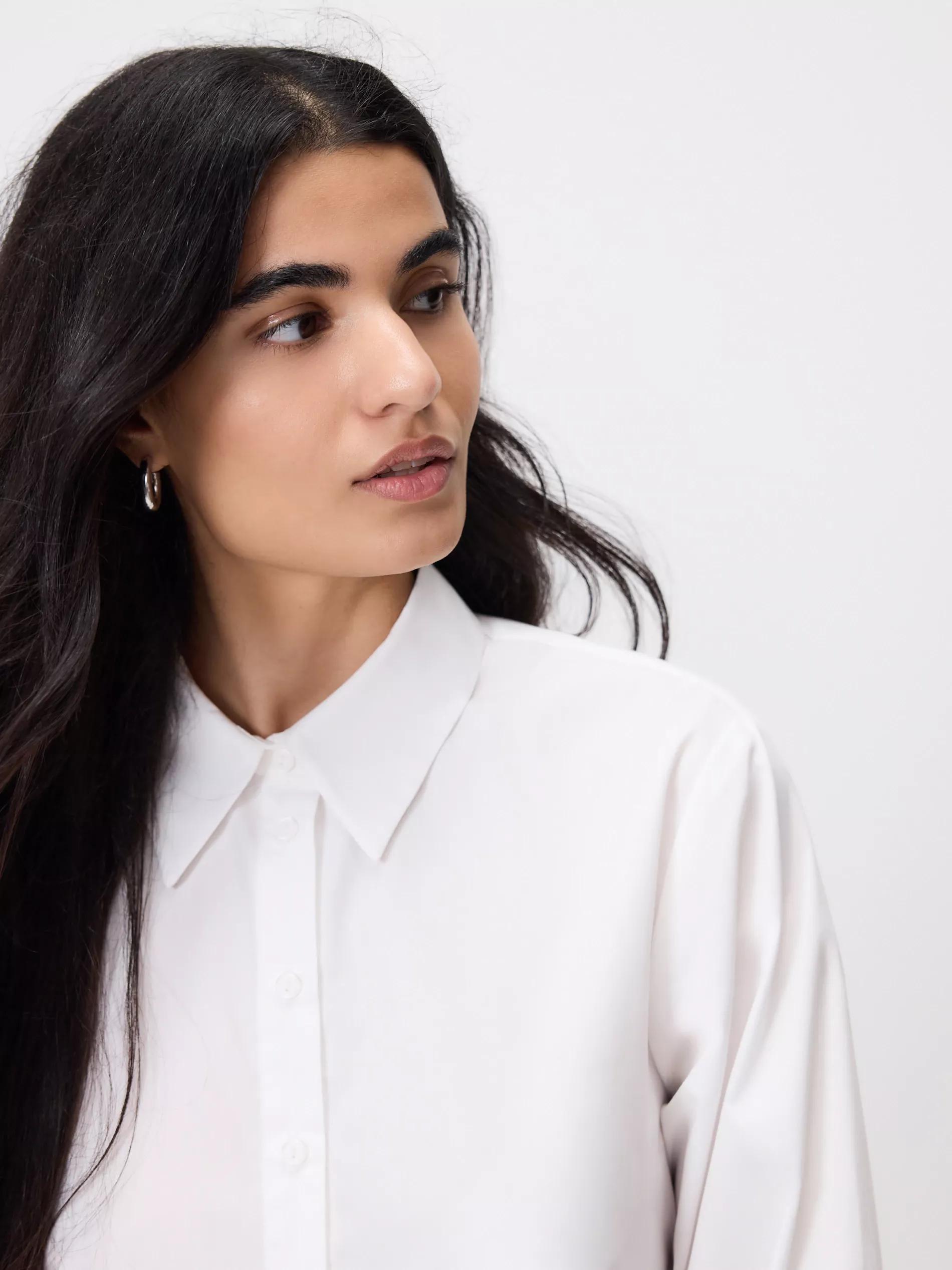 White Cropped Shirt, White, large image number 1