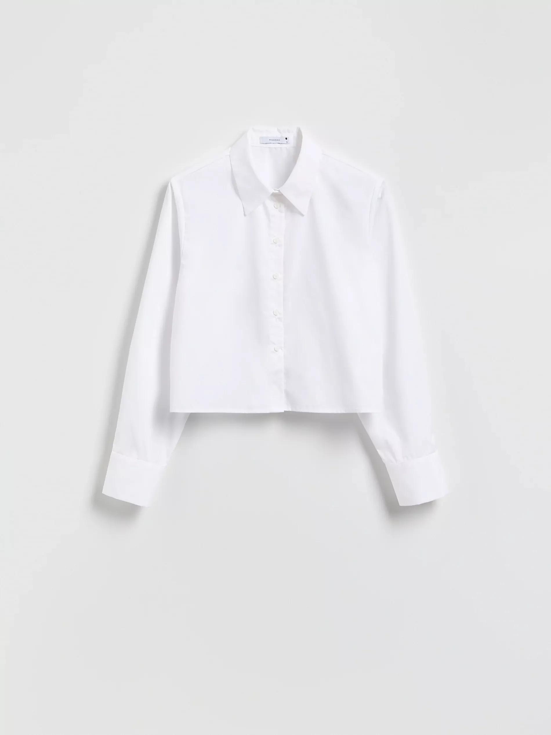 White Cropped Shirt, White, large image number 4