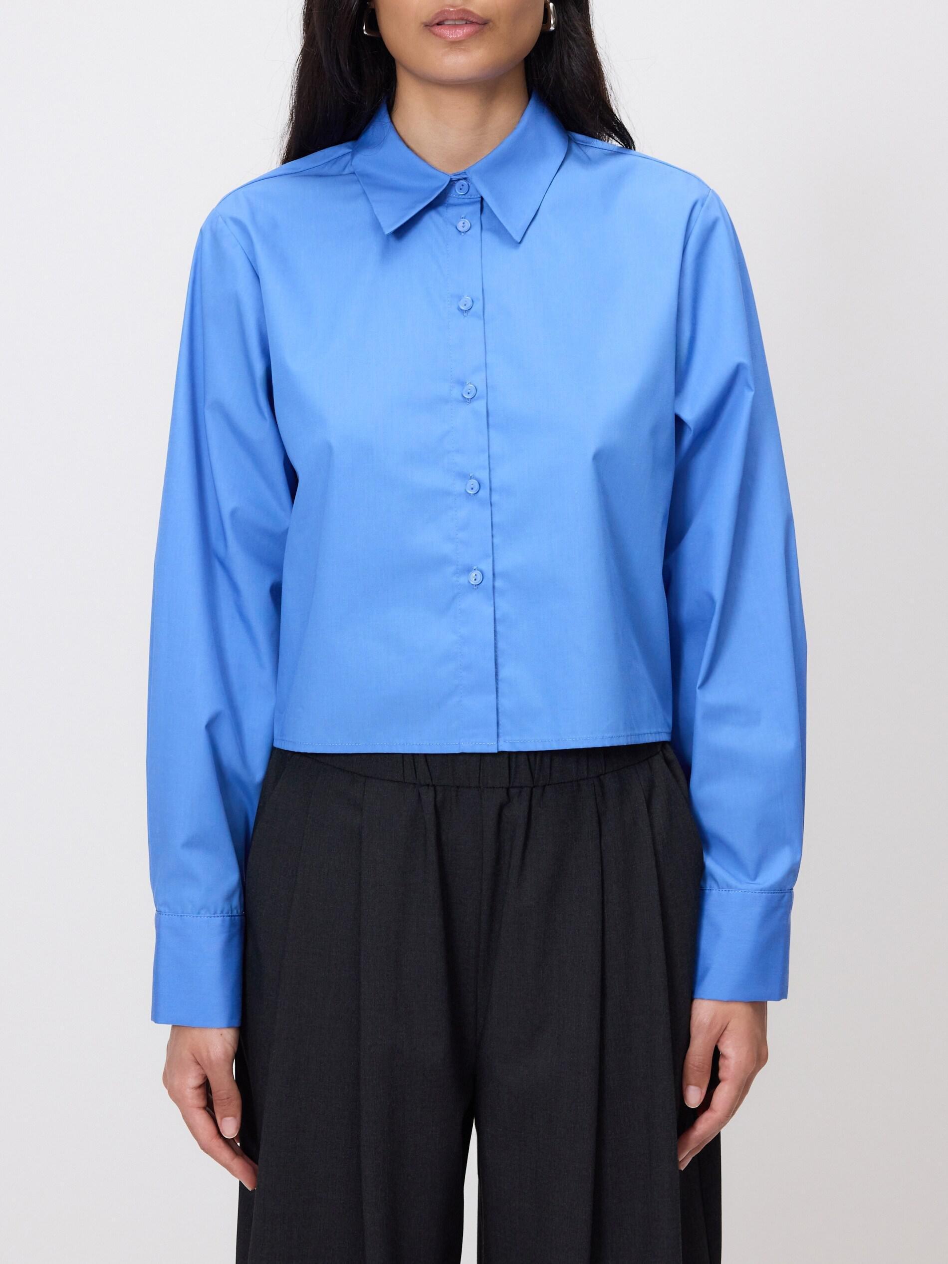 Blue Cropped Shirt, Blue, large image number 1