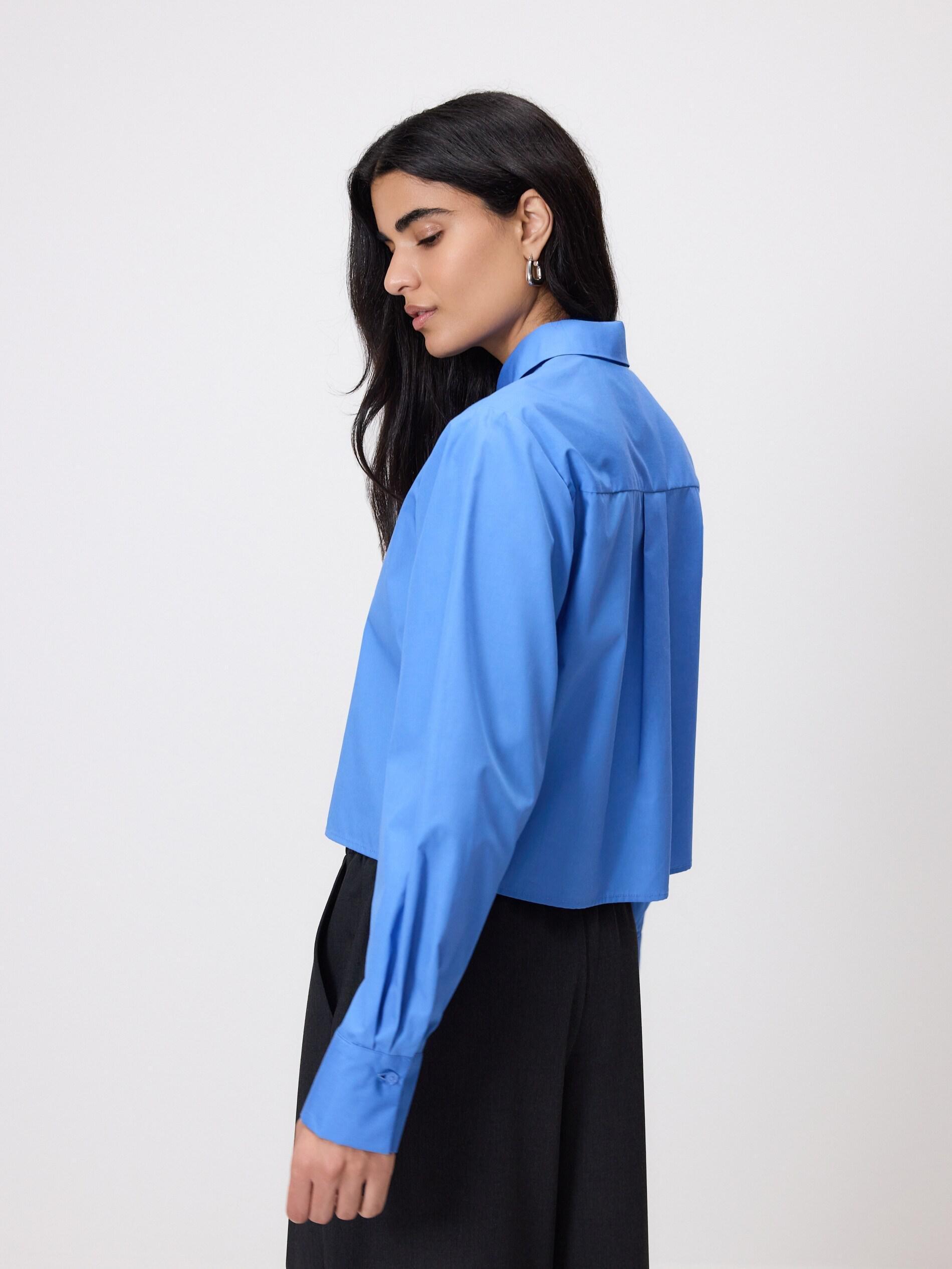 Blue Cropped Shirt, Blue, medium