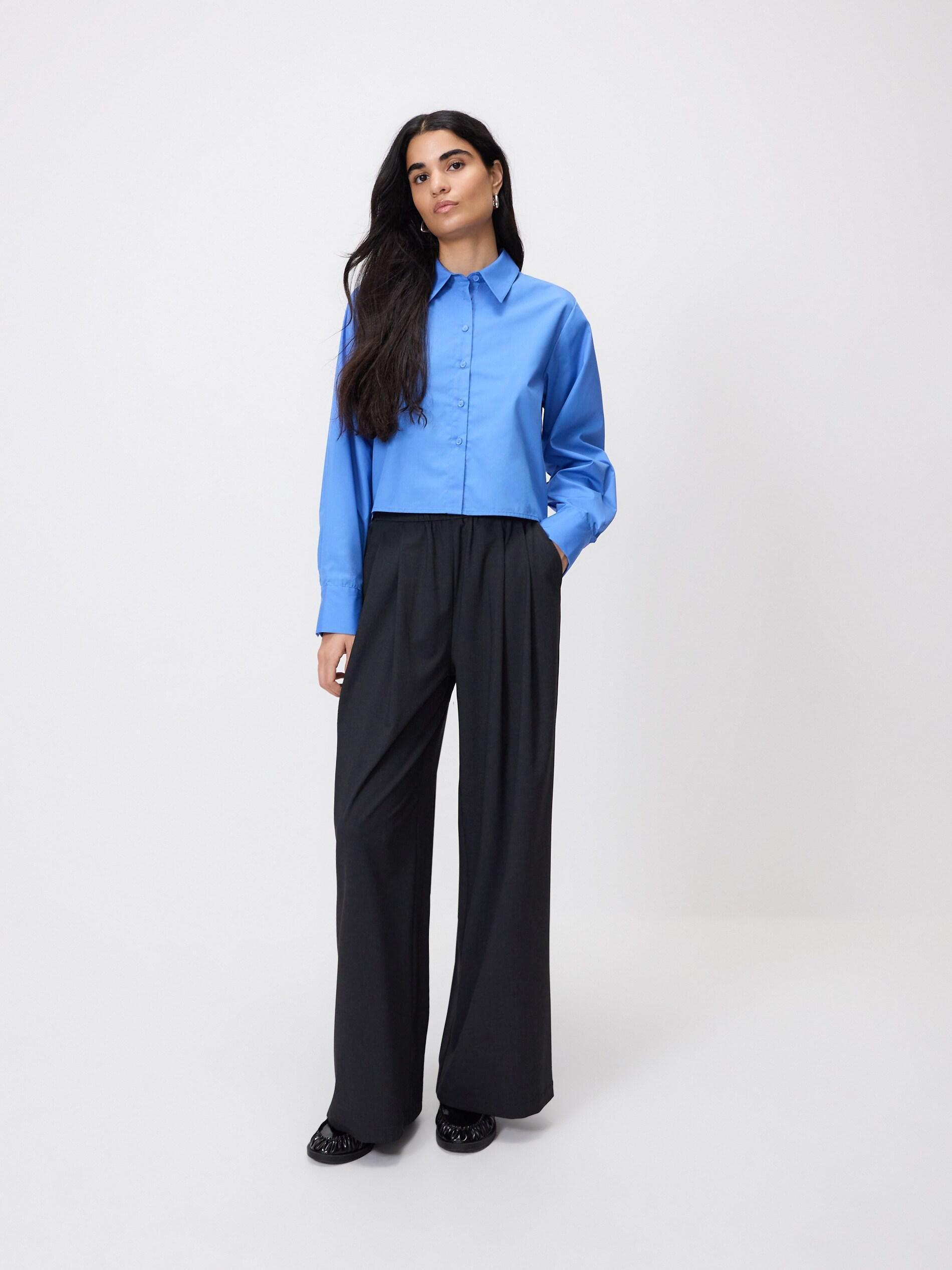 Blue Cropped Shirt, Blue, large image number 3