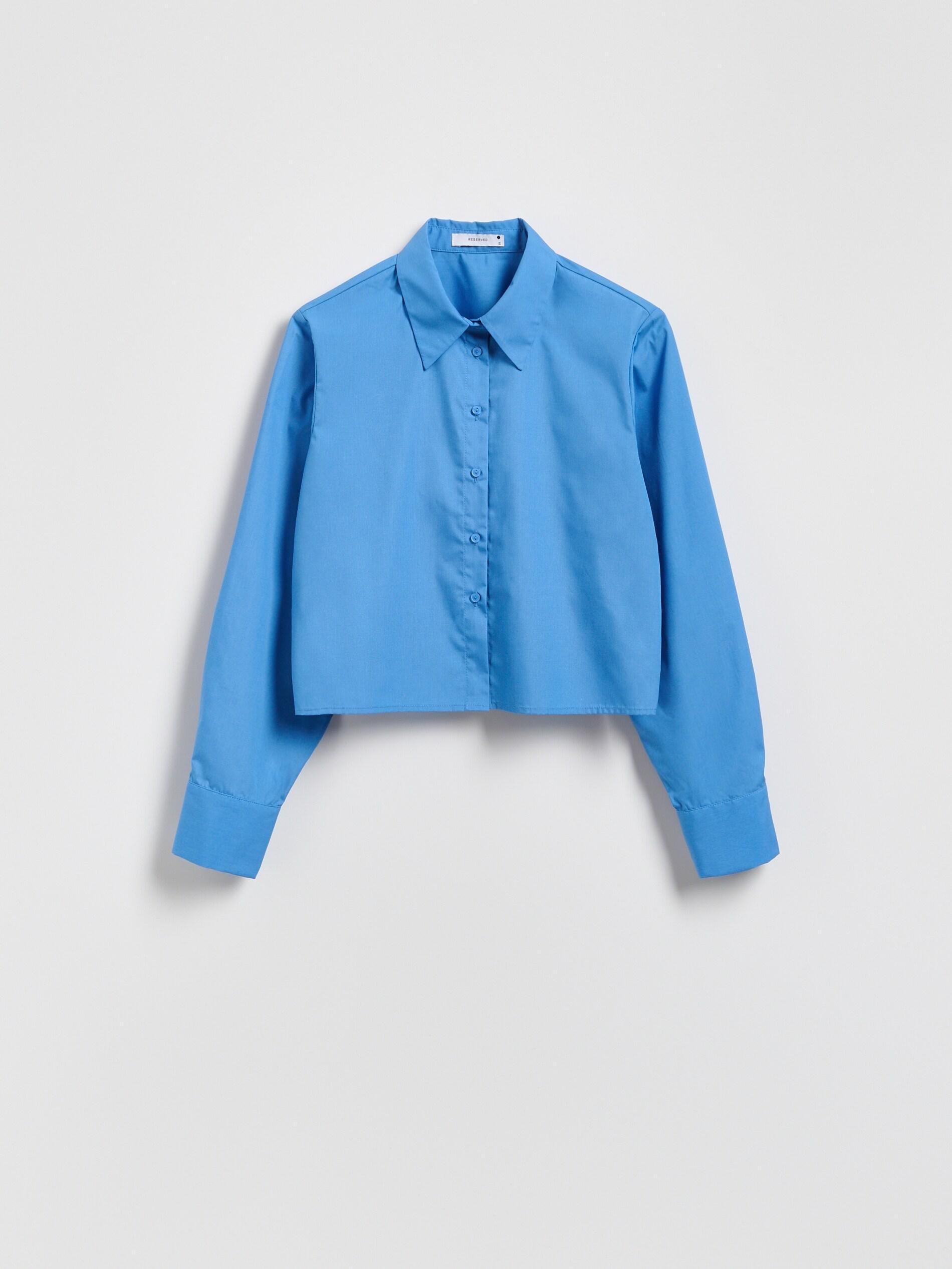 Blue Cropped Shirt, Blue, large image number 4