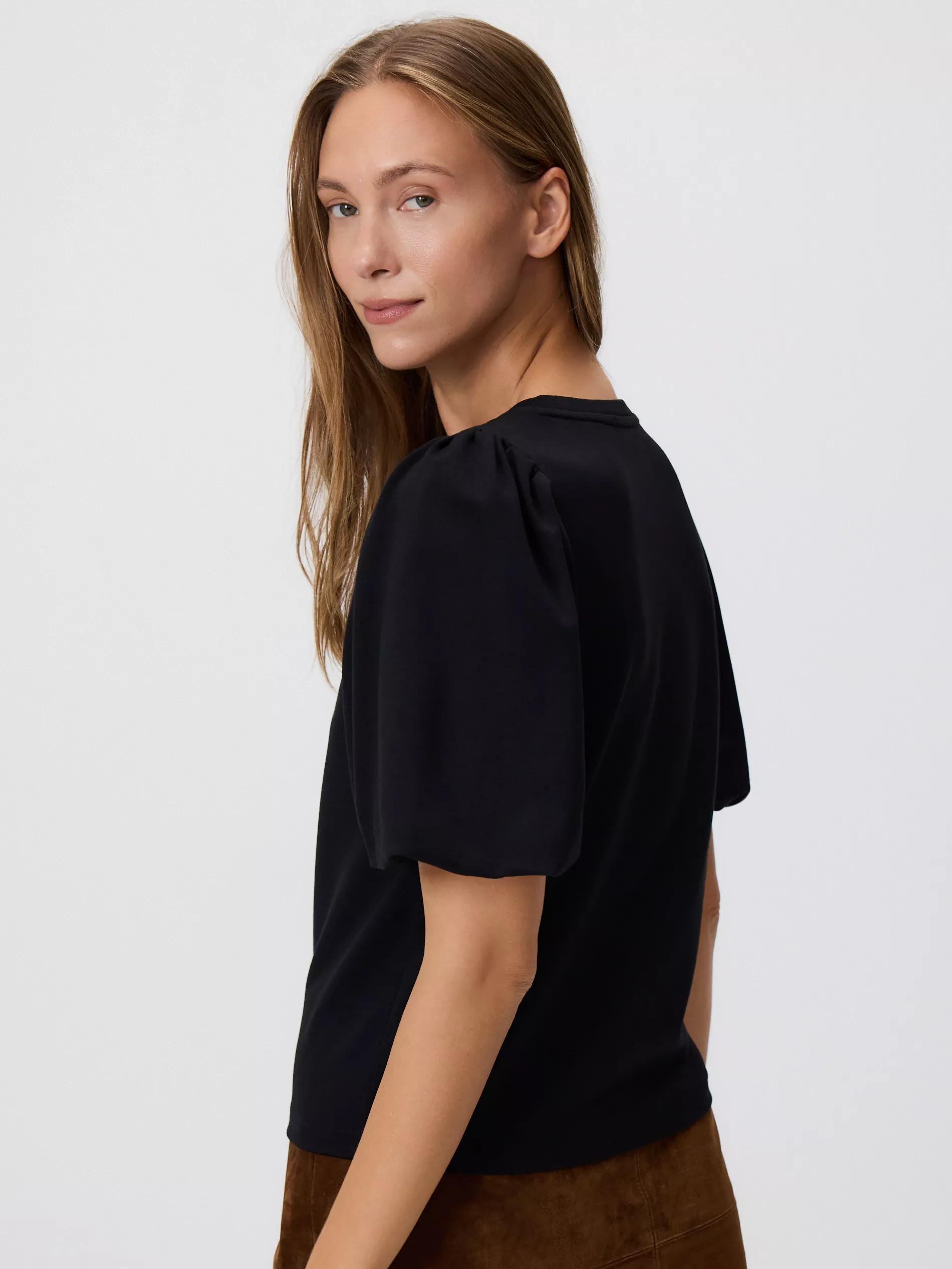 Black T-Shirt With Puff Sleeves, Black, large image number 1