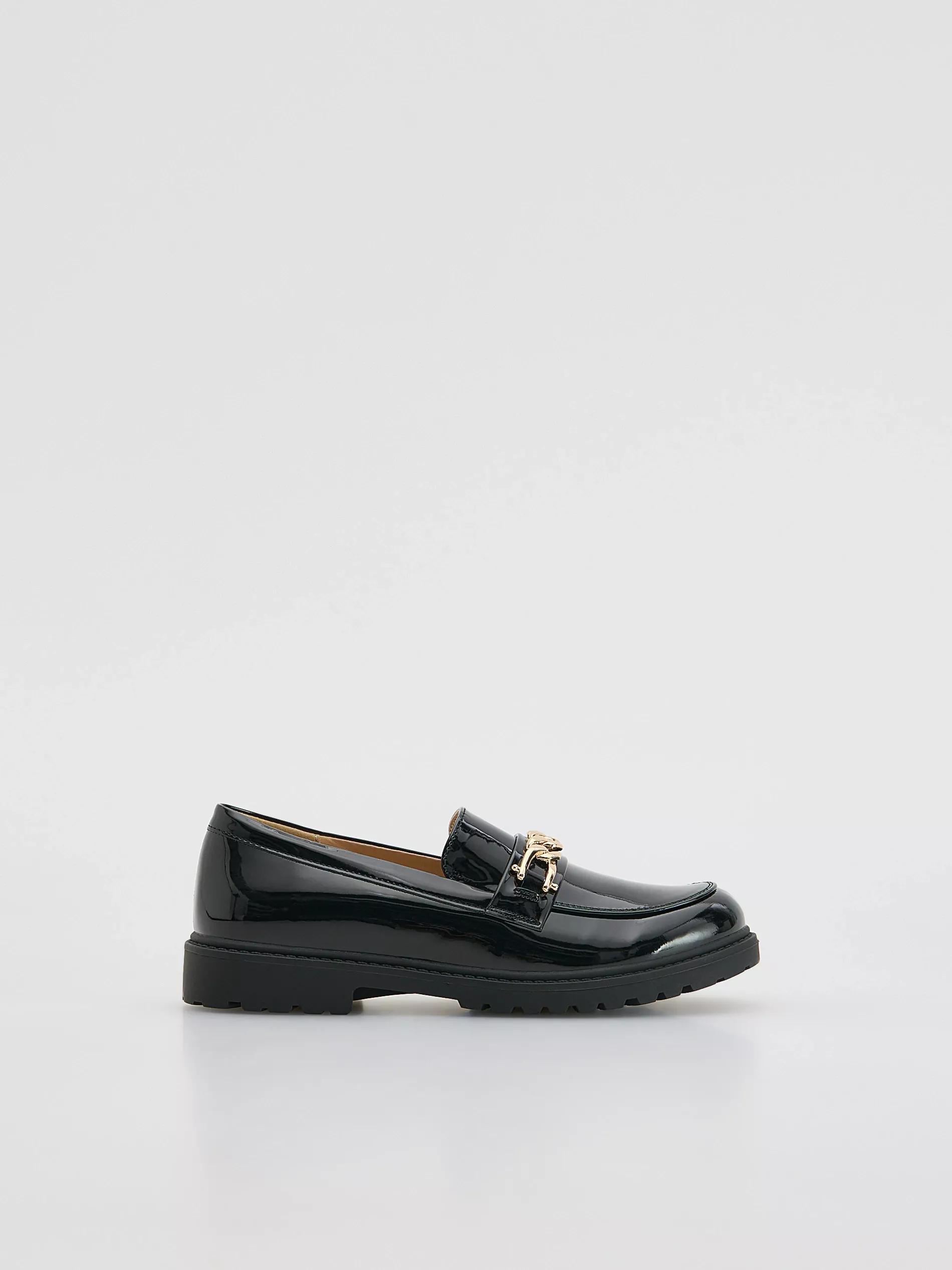 BLACK Loafers with buckle, Black, medium