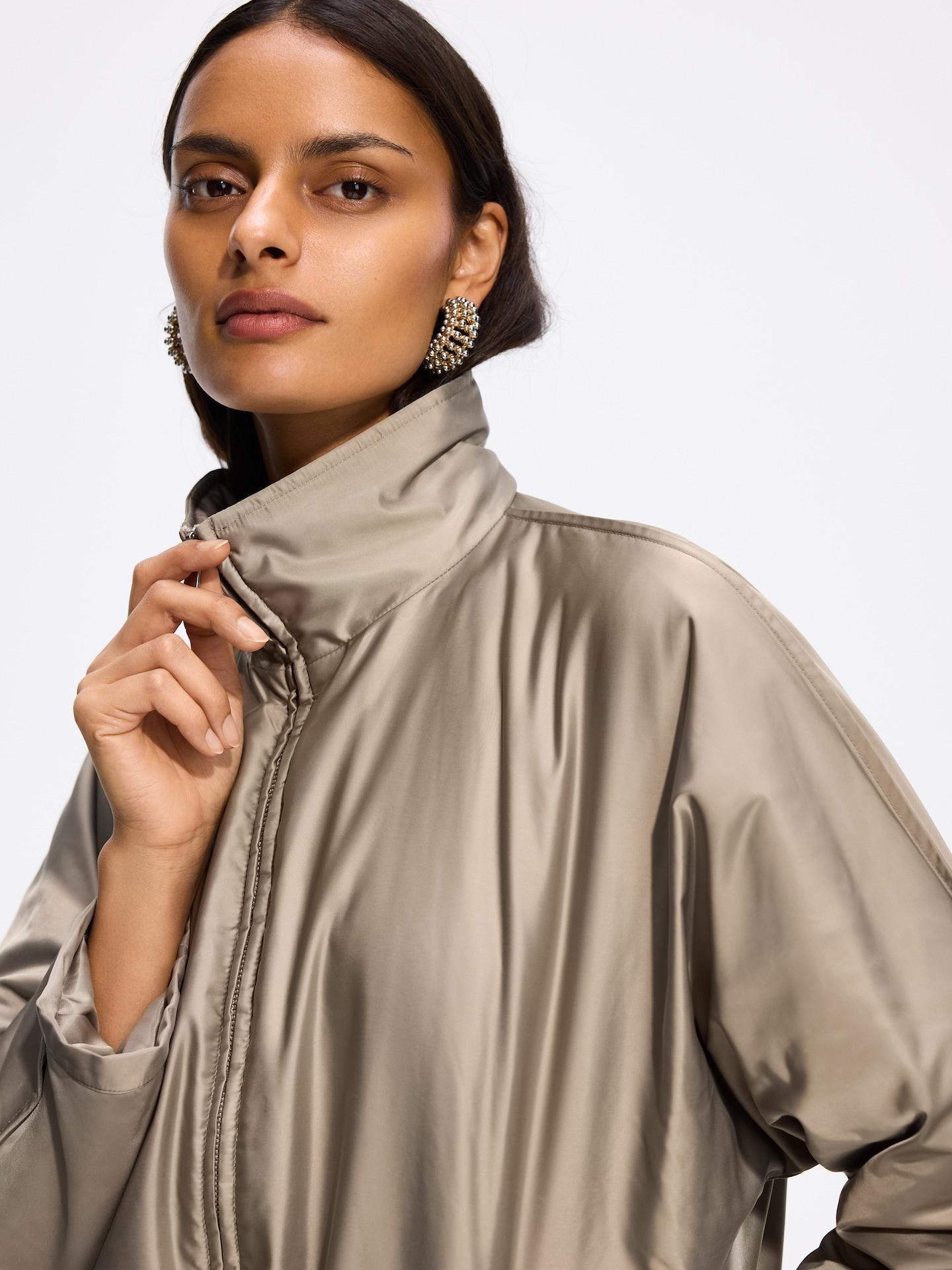 Green Jacket With Stand Up Collar, Brown, large image number 0
