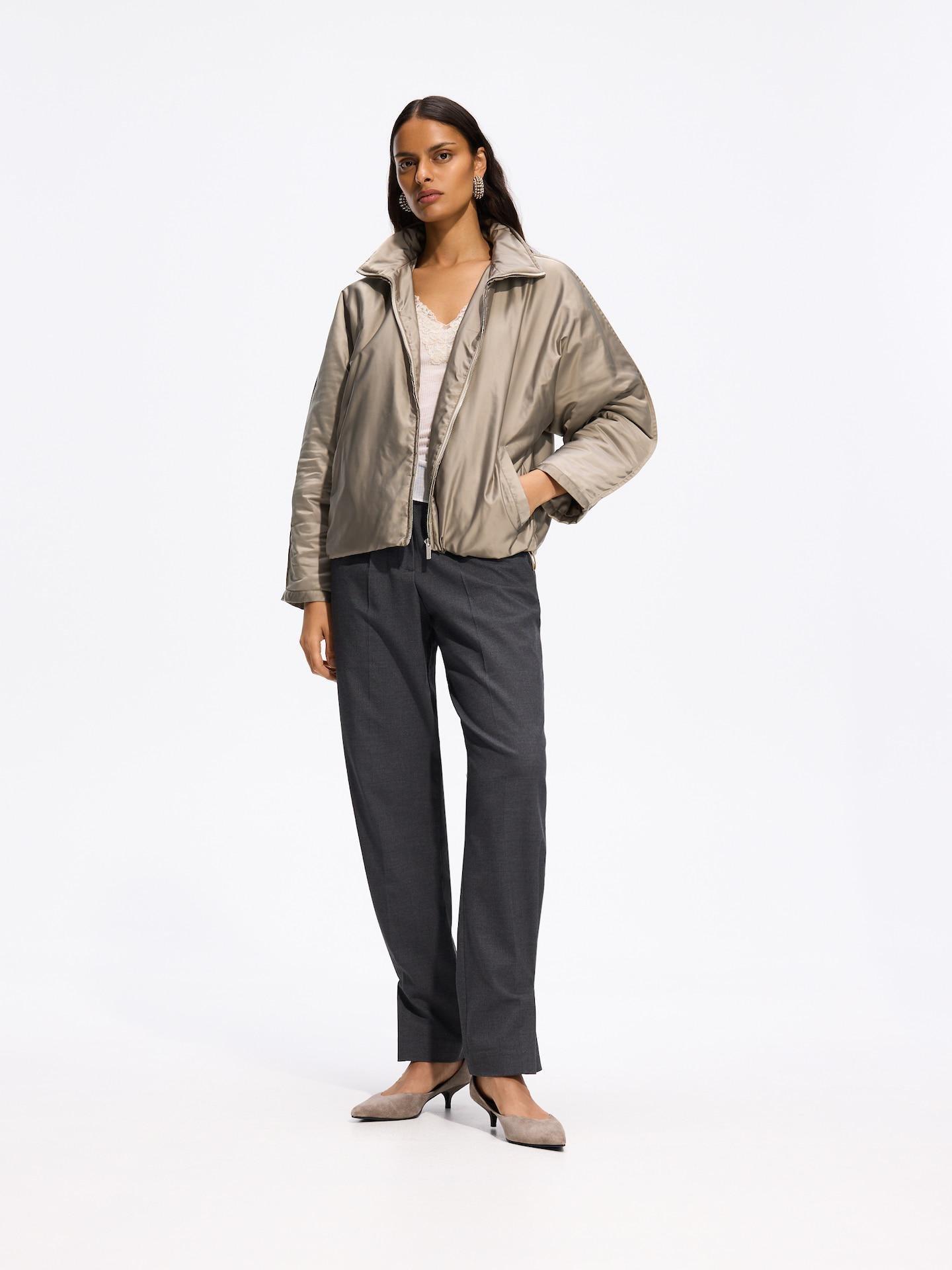 Green Jacket With Stand Up Collar, Brown, medium