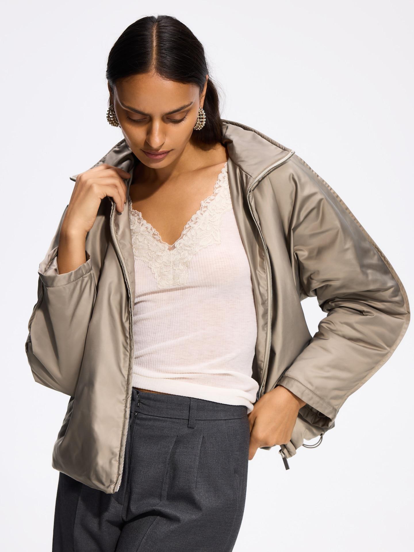 Green Jacket With Stand Up Collar, Brown, large image number 3