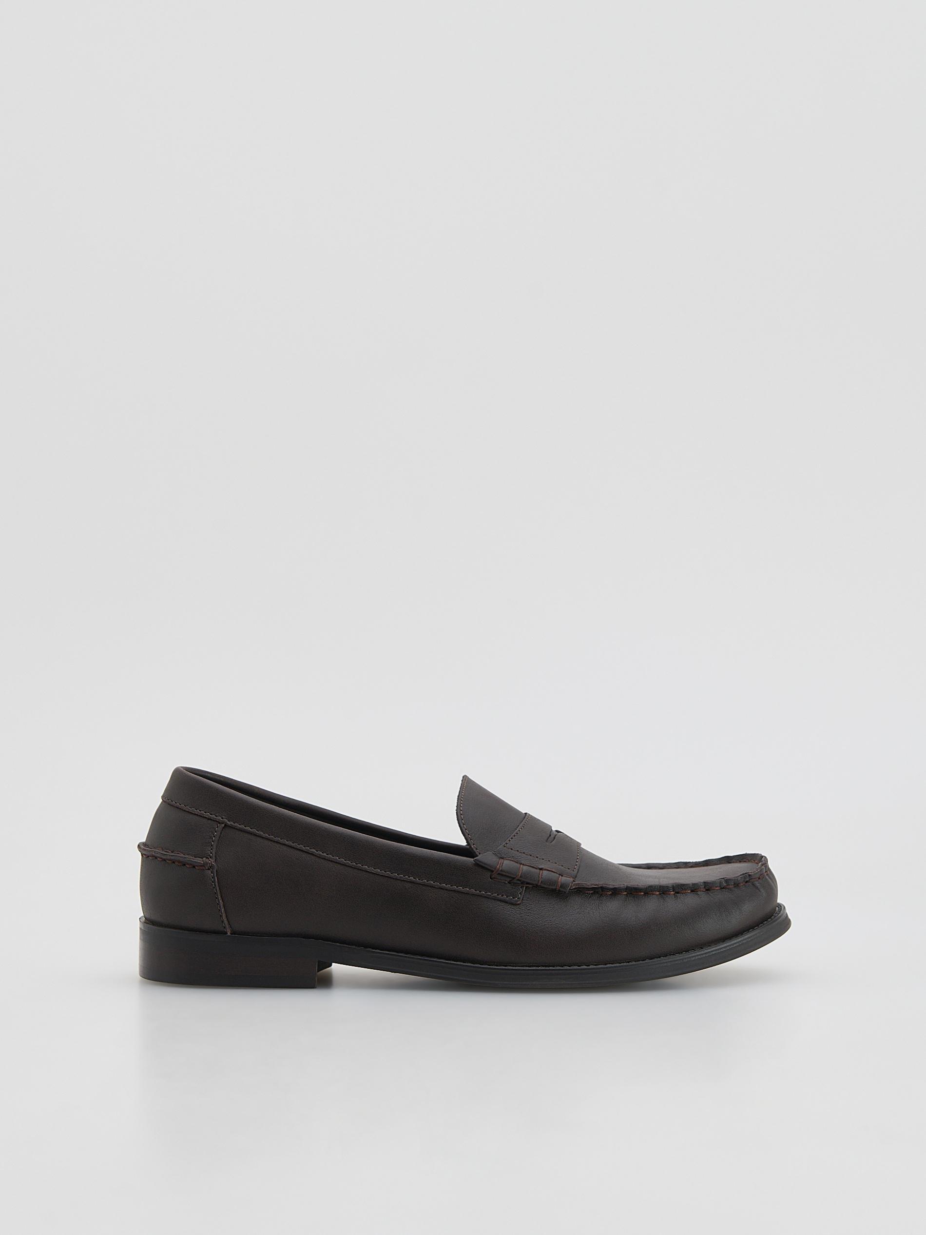 Brown Leather Loafers, Brown, large image number 0