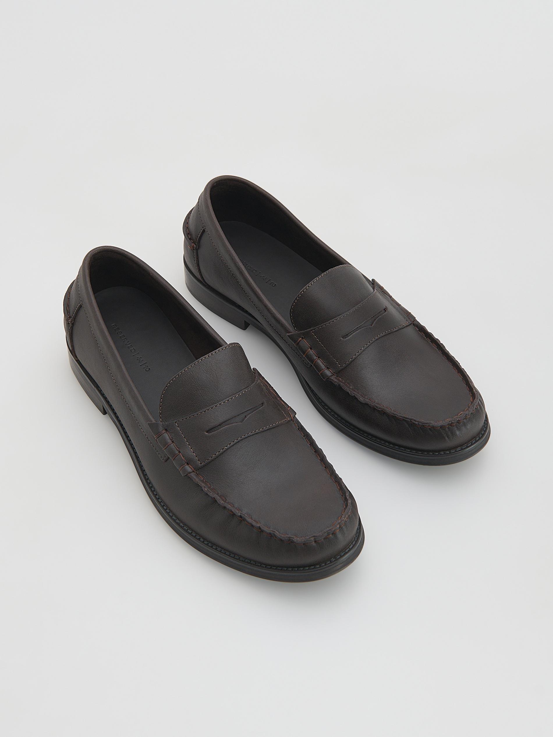 Brown Leather Loafers, Brown, large image number 1