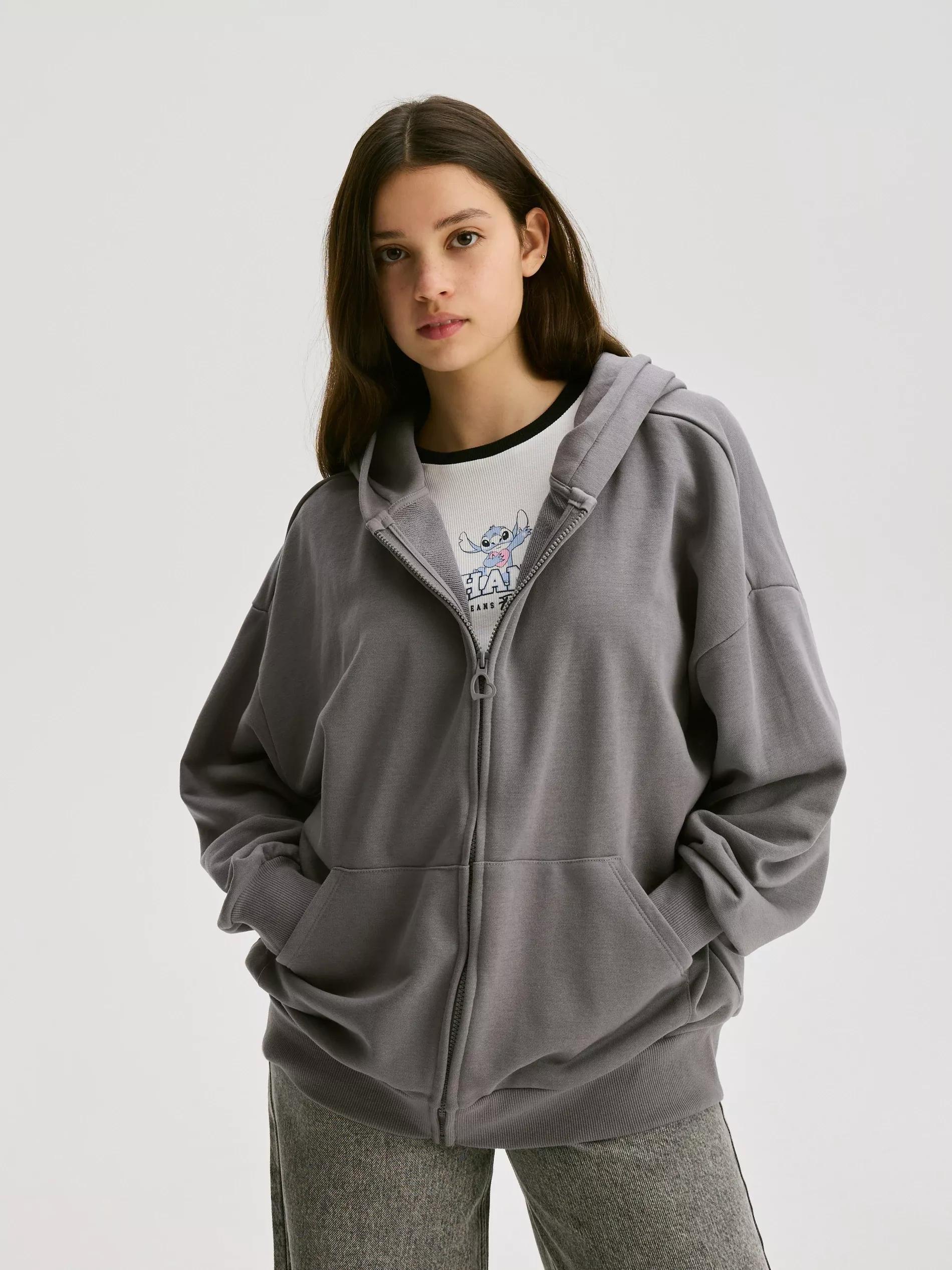 Grey Sweatshirt With Embroidery Detailing, , large image number 1