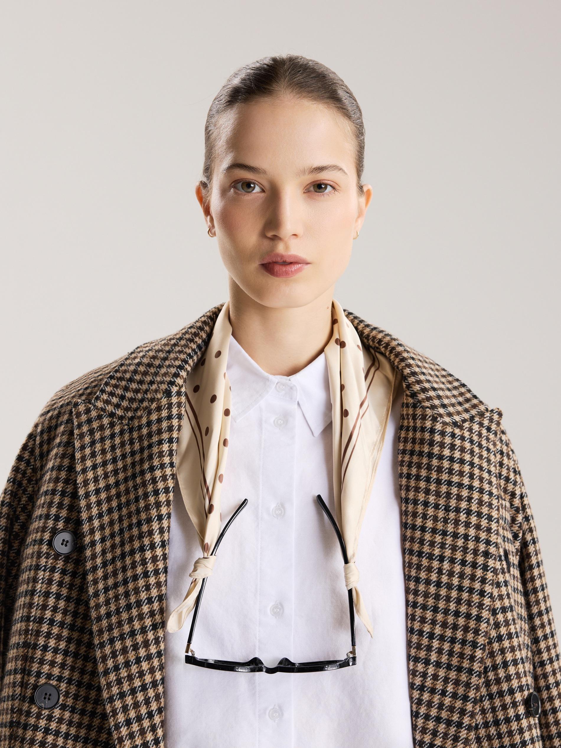 Beige Patterned Neckerchief, Ivory, large image number 0