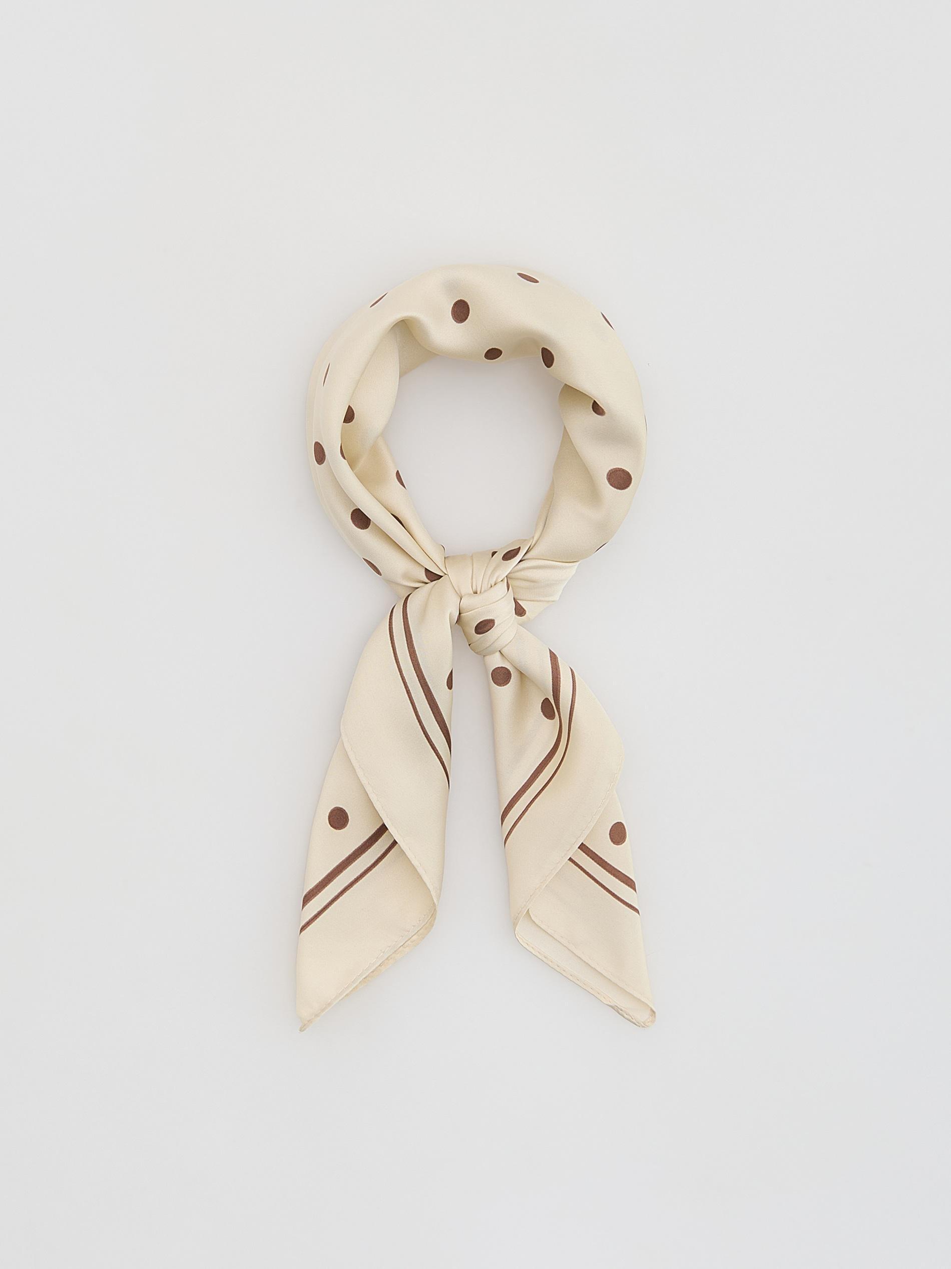 Beige Patterned Neckerchief, Ivory, medium