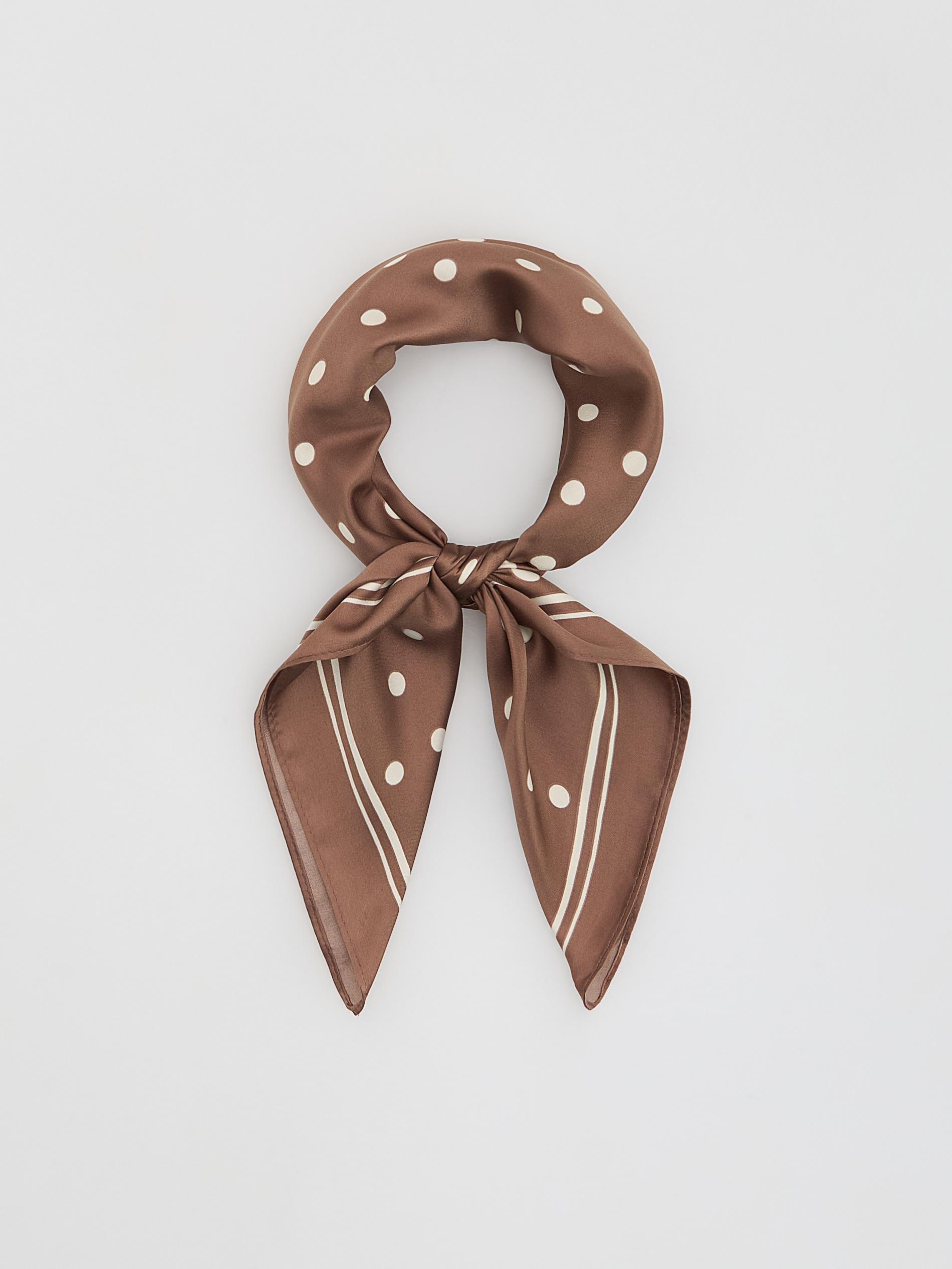 Brown Patterned Neckerchief, Brown, large image number 1