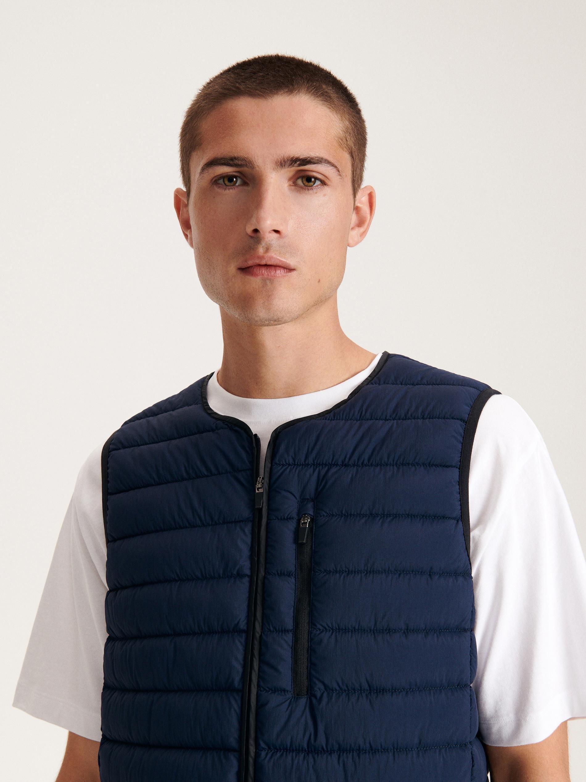 Navy Quilted Vest, , large image number 1