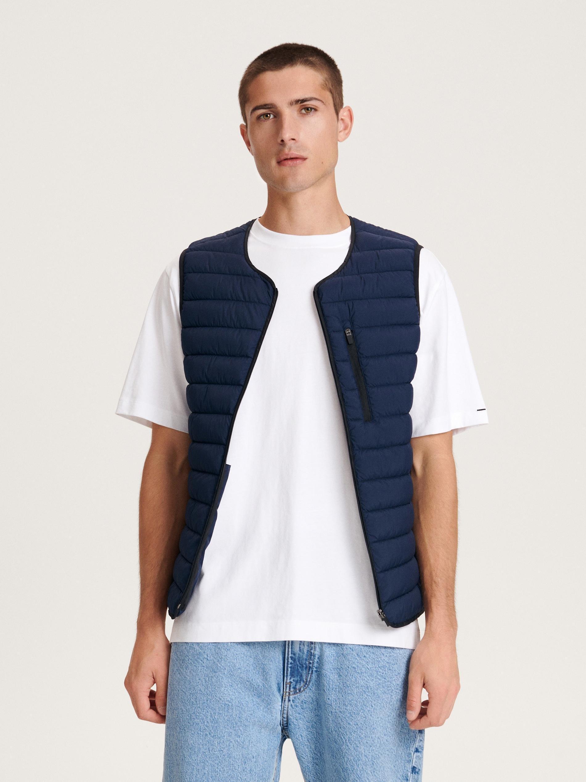 Navy Quilted Vest, , large image number 2