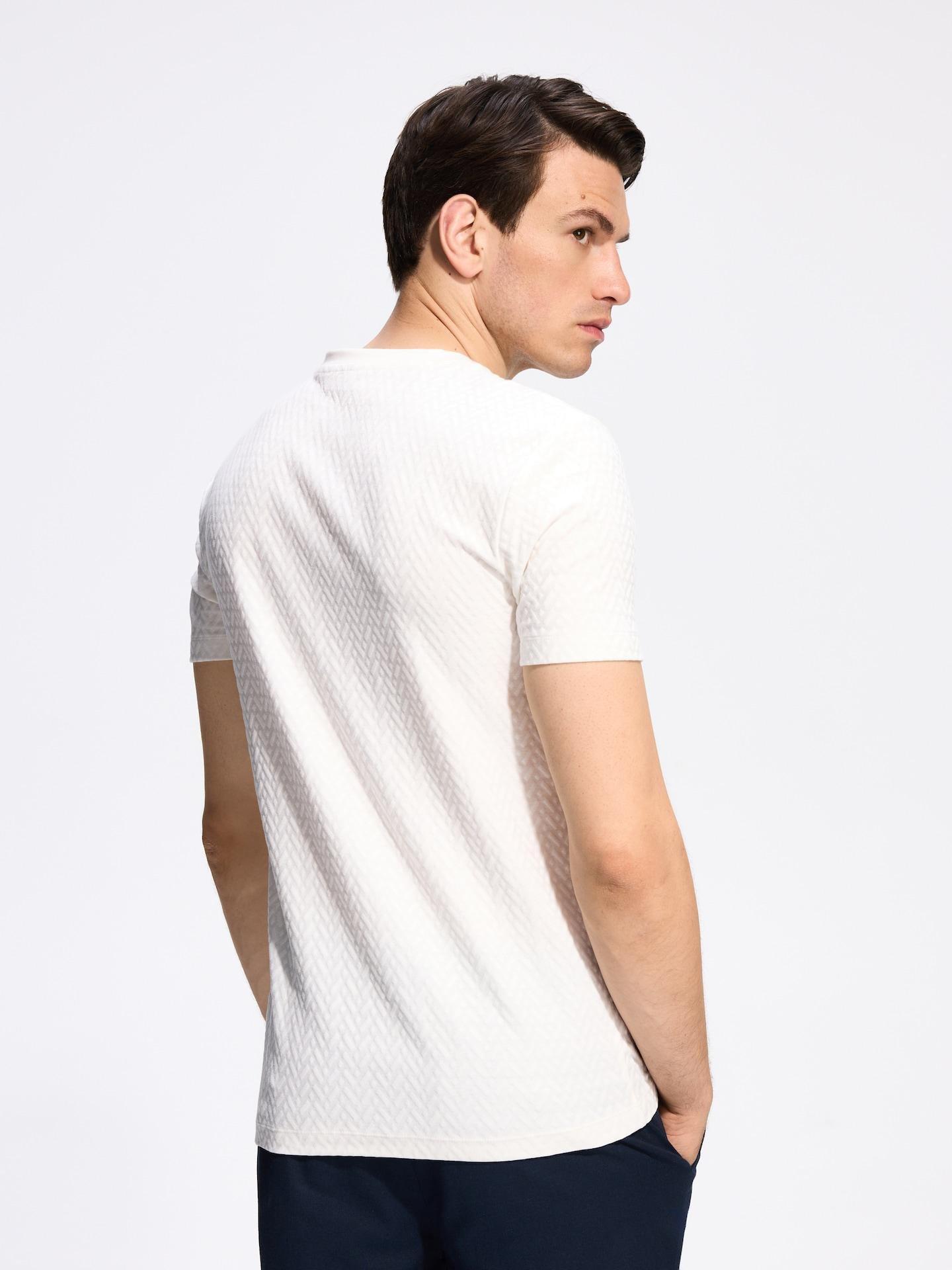 Cream Slim Fit Structural T-Shirt, Ivory, large image number 2