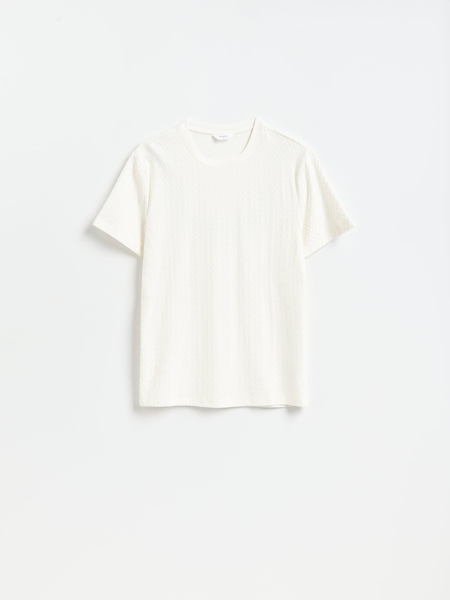 Cream Slim Fit Structural T-Shirt, Ivory, large image number 3