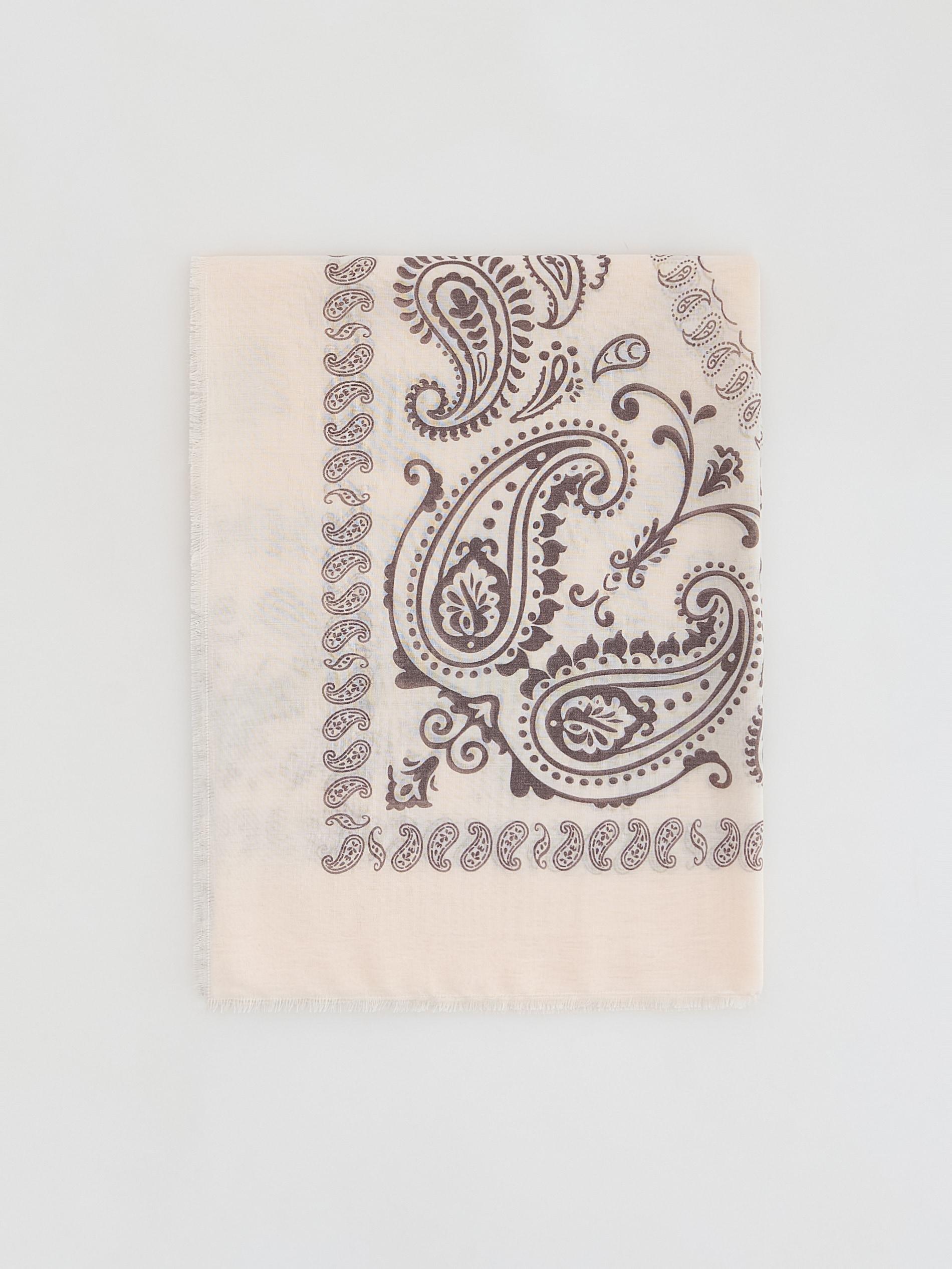 Beige Patterned Scarf With Viscose Blend, Beige, medium