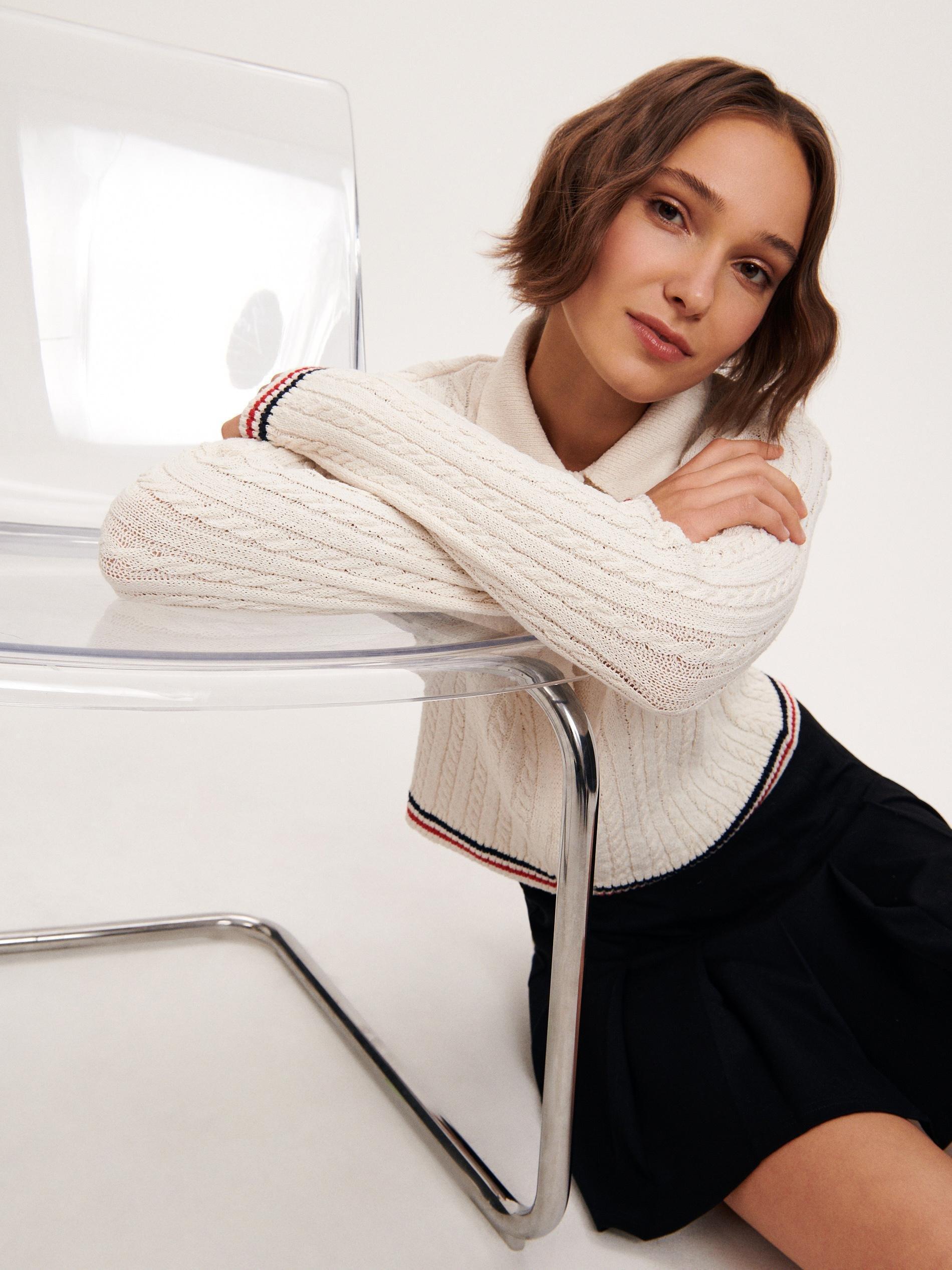 Ivory Collar Sweater, , large image number 1