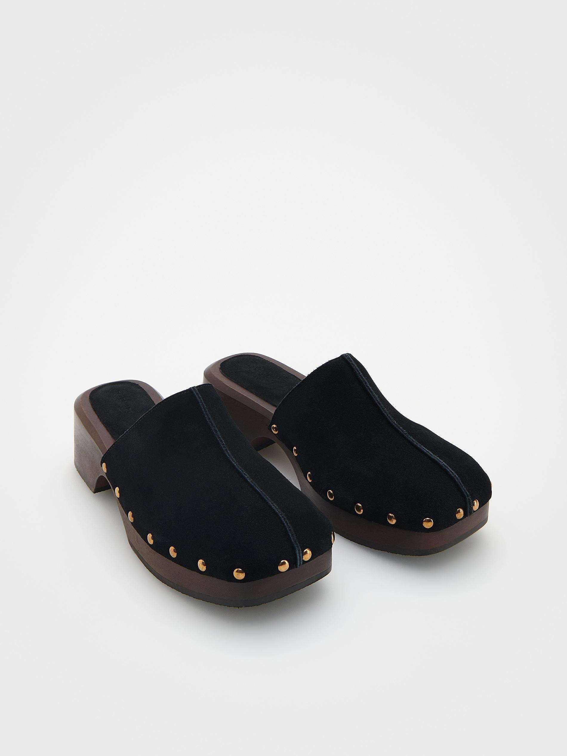 Black Suede Mule Shoes, , large image number 2