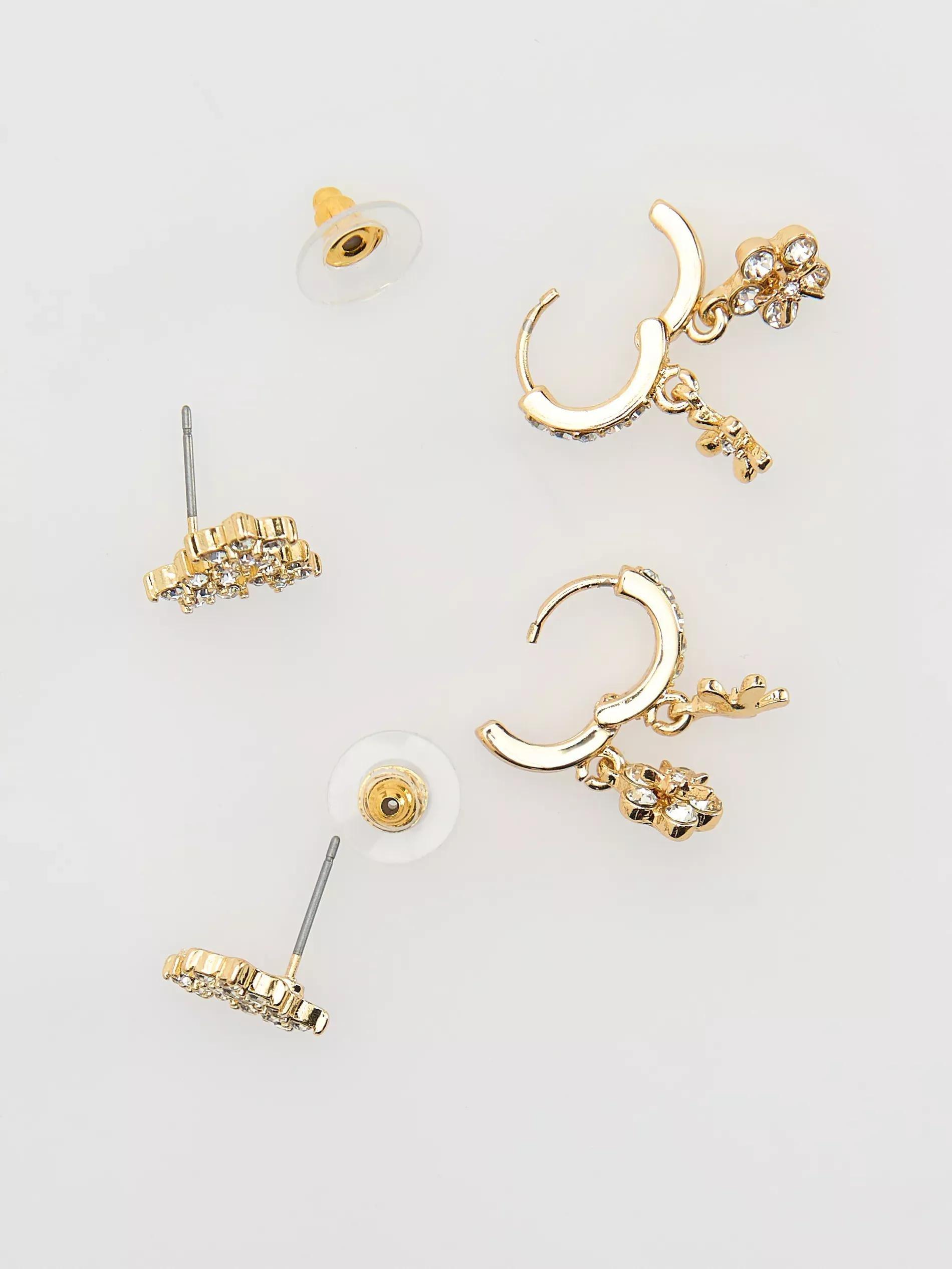 Gold Earrings Set, Golden, medium