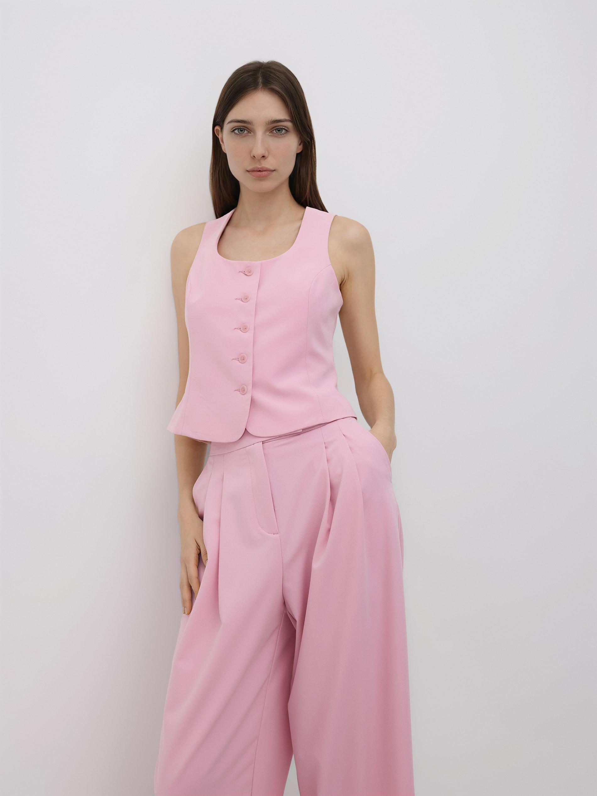 Pink Viscose Blend Trousers, Pink, medium