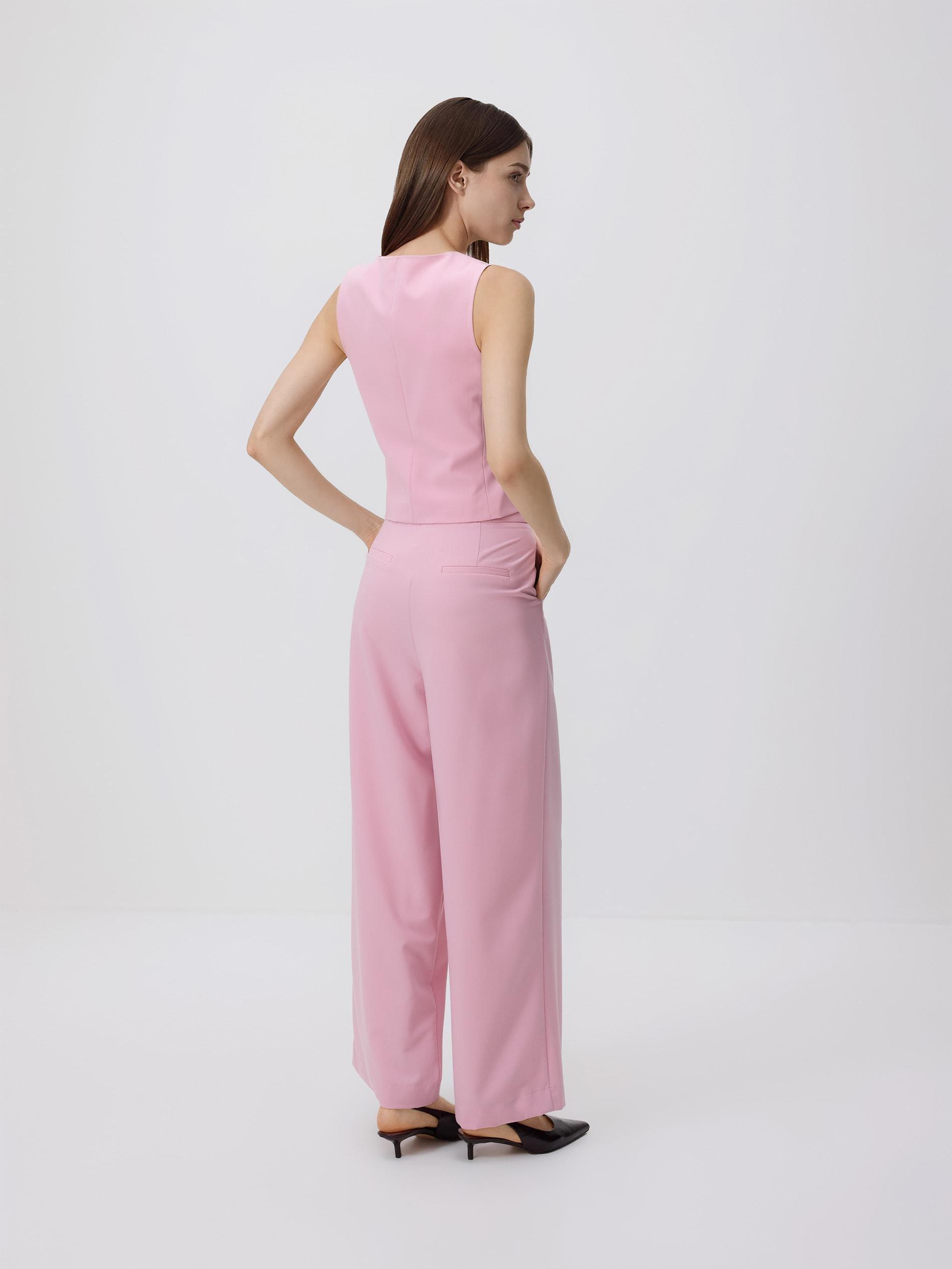 Pink Viscose Blend Trousers, Pink, large image number 2