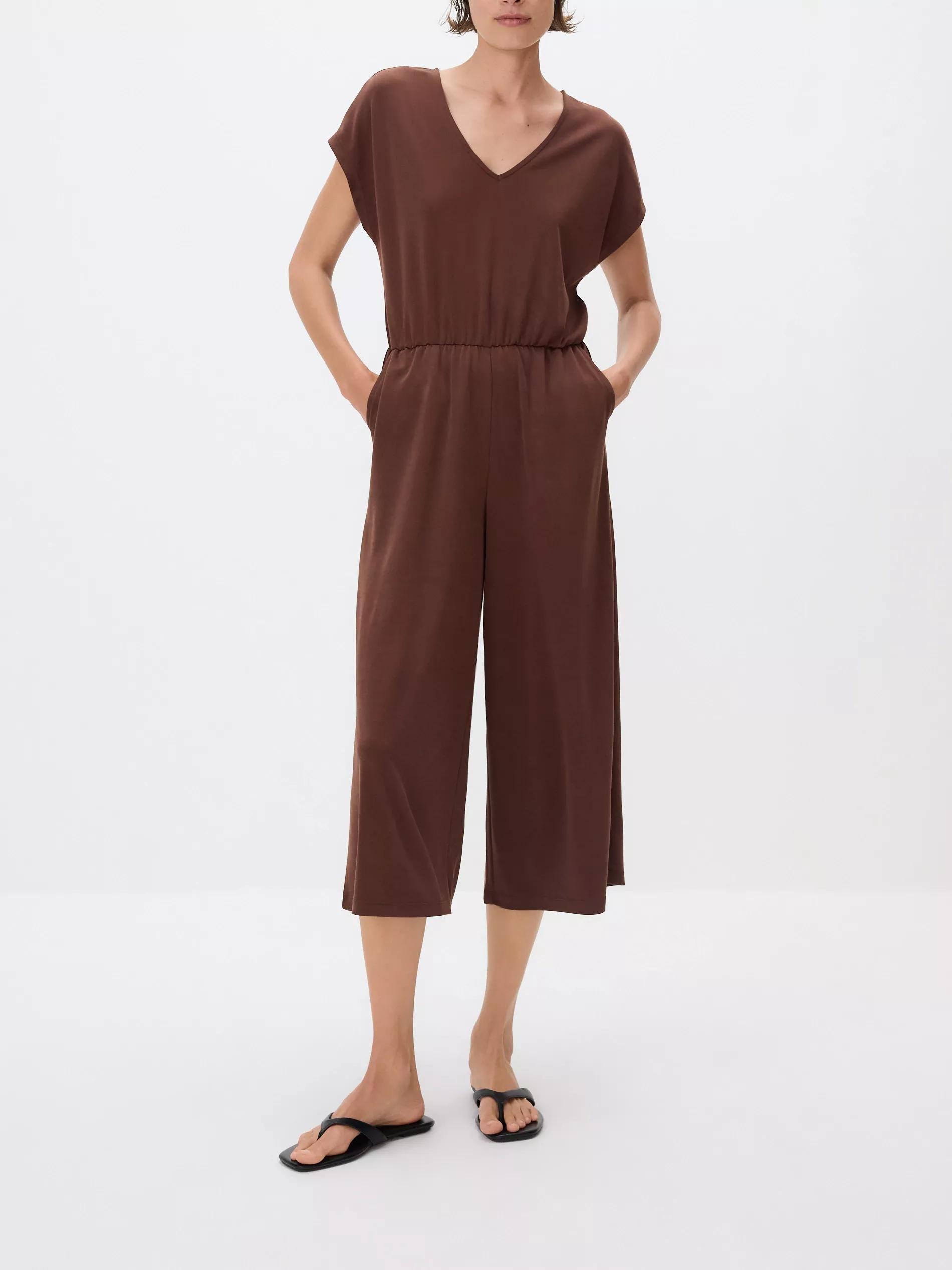 DARK BROWN Modal blend jumpsuit, Brown, large image number 0