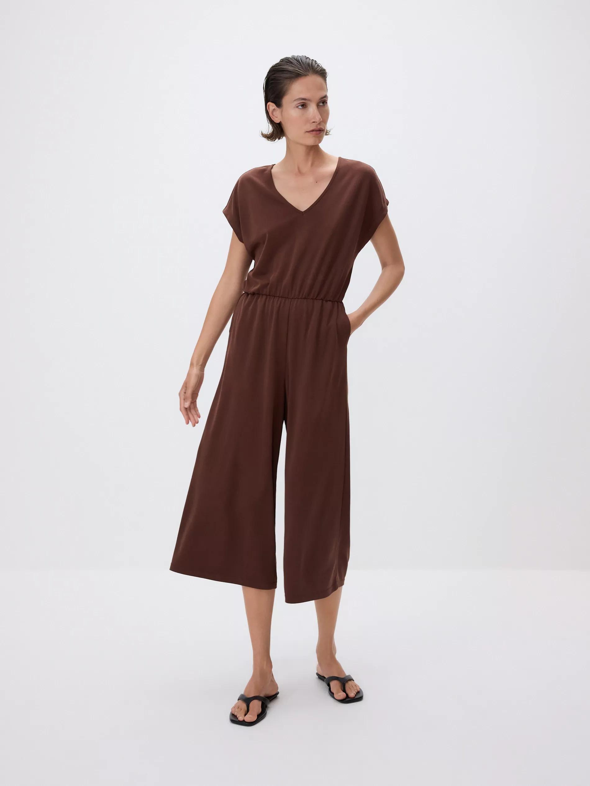 DARK BROWN Modal blend jumpsuit, Brown, medium