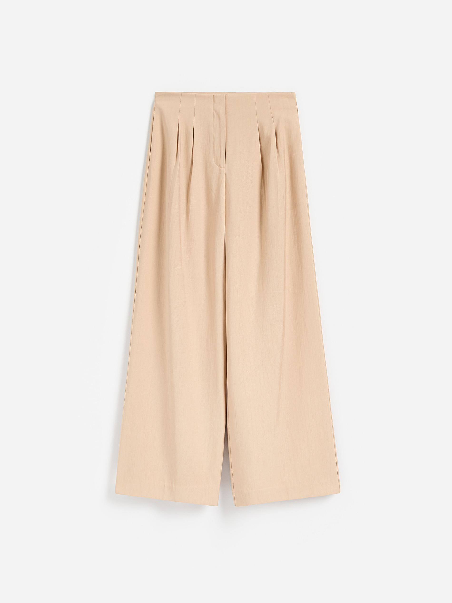 Beige Viscose Rich Trousers, Beige, large image number 3