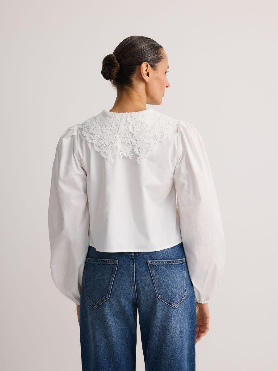 White Cotton Shirt With Decorative Collarr, , large image number 1