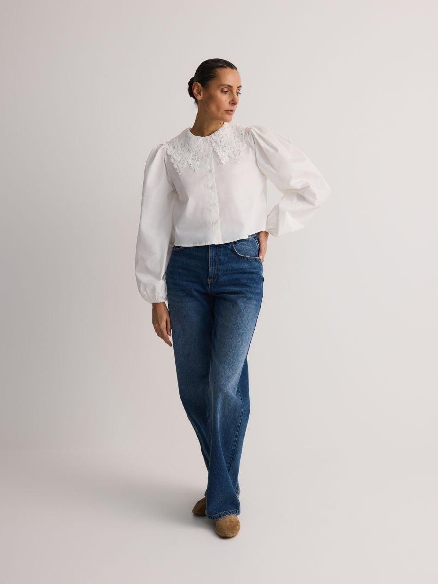 White Cotton Shirt With Decorative Collarr, , large image number 2