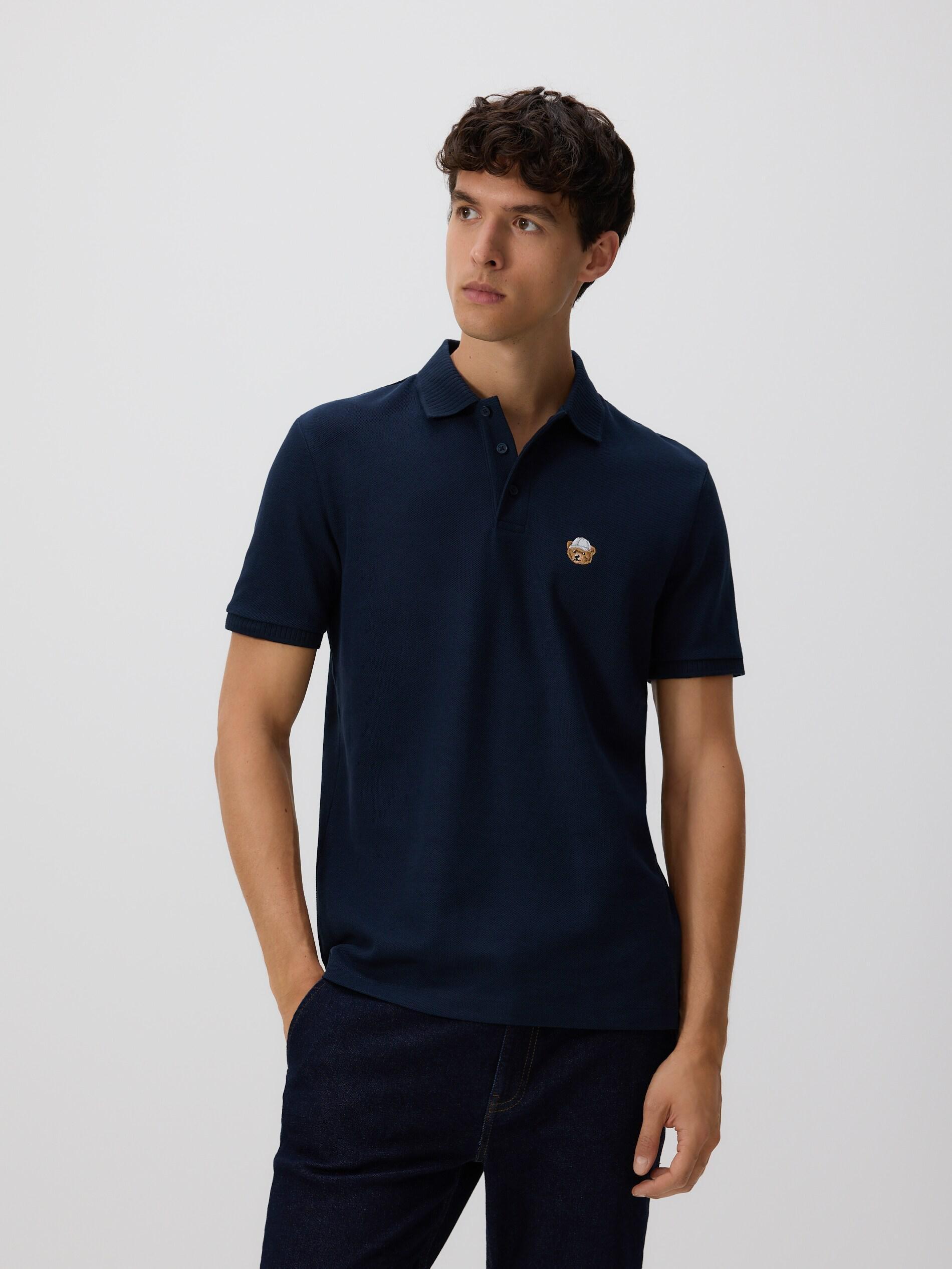 Navy Jersey Polo Shirt, Navy, large image number 0