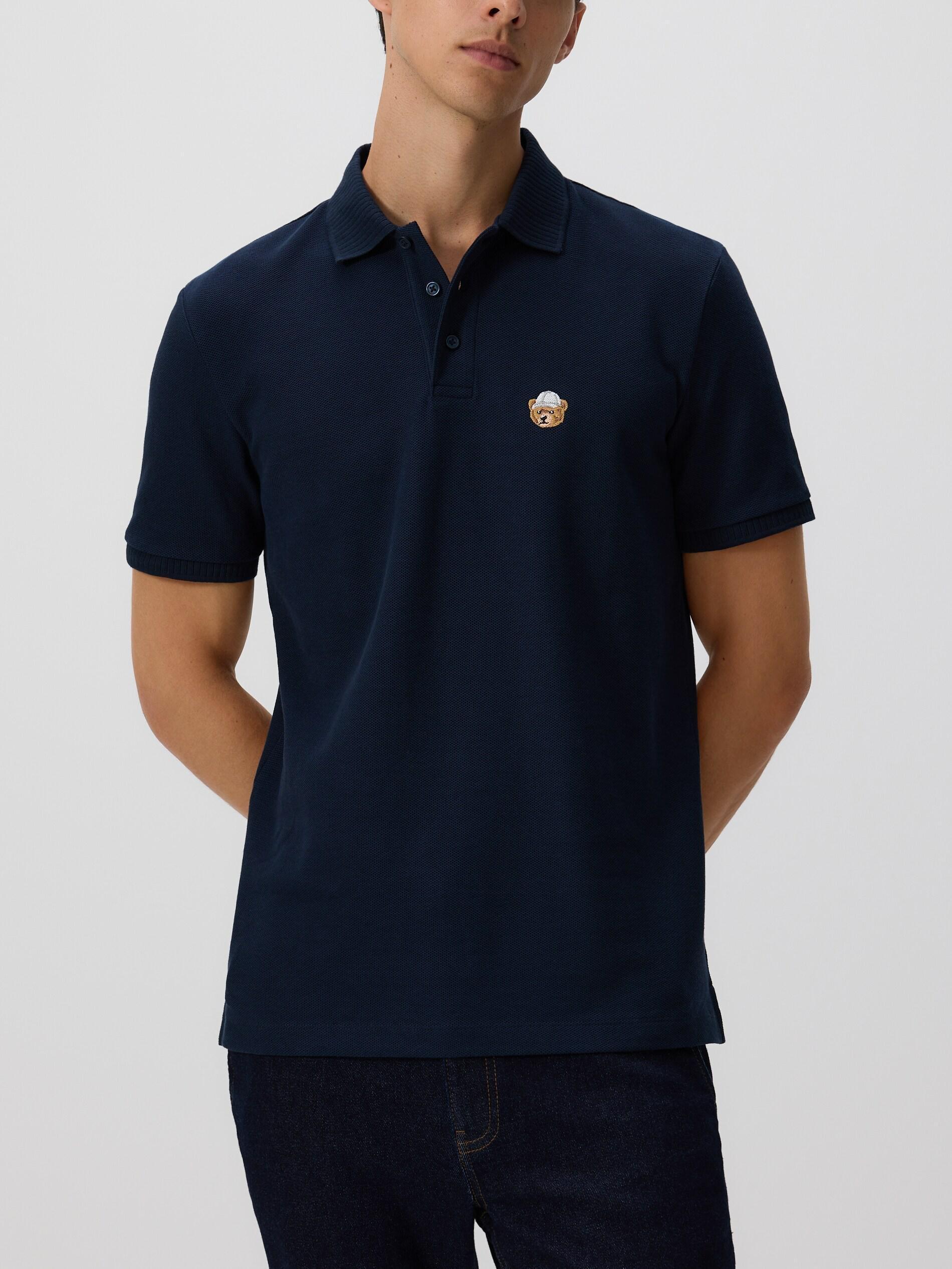 Navy Jersey Polo Shirt, Navy, large image number 1