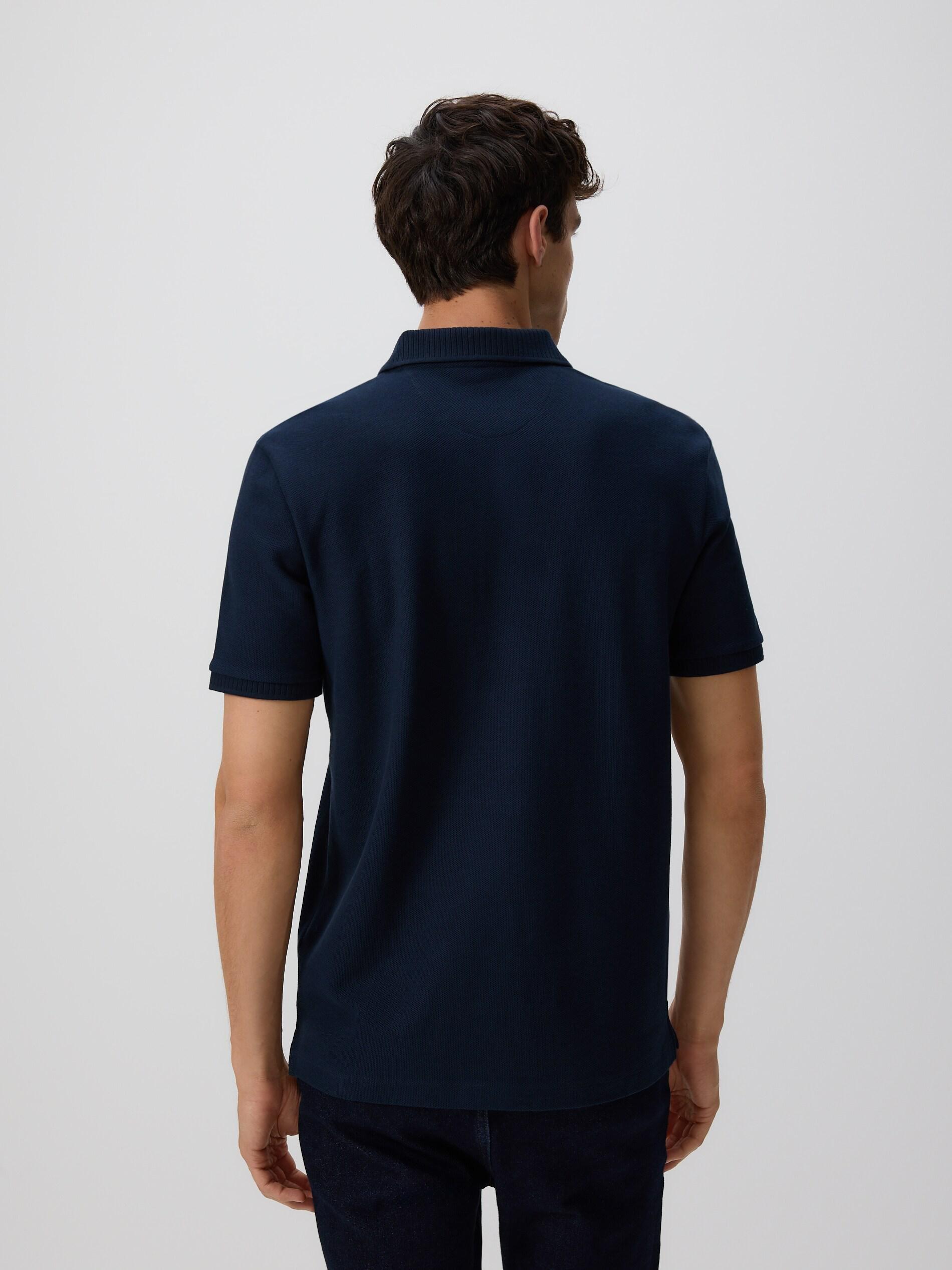 Navy Jersey Polo Shirt, Navy, large image number 3