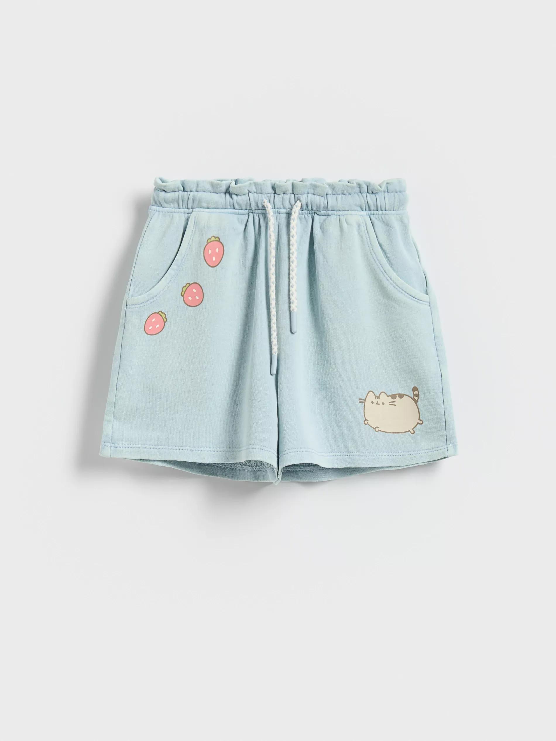 PALE BLUE Pusheen shorts, Blue, medium