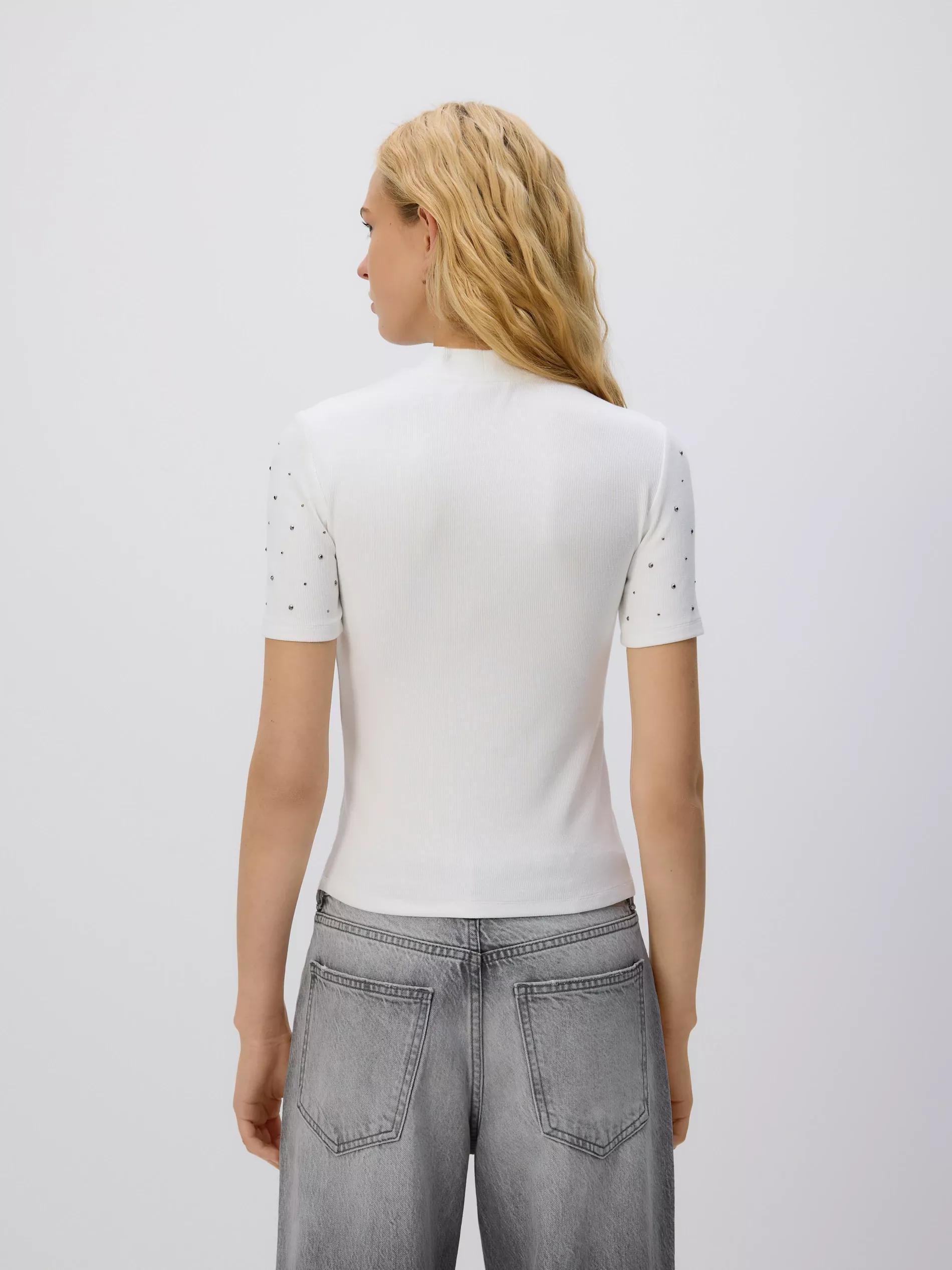 White T-Shirt With Applique, White, large image number 3