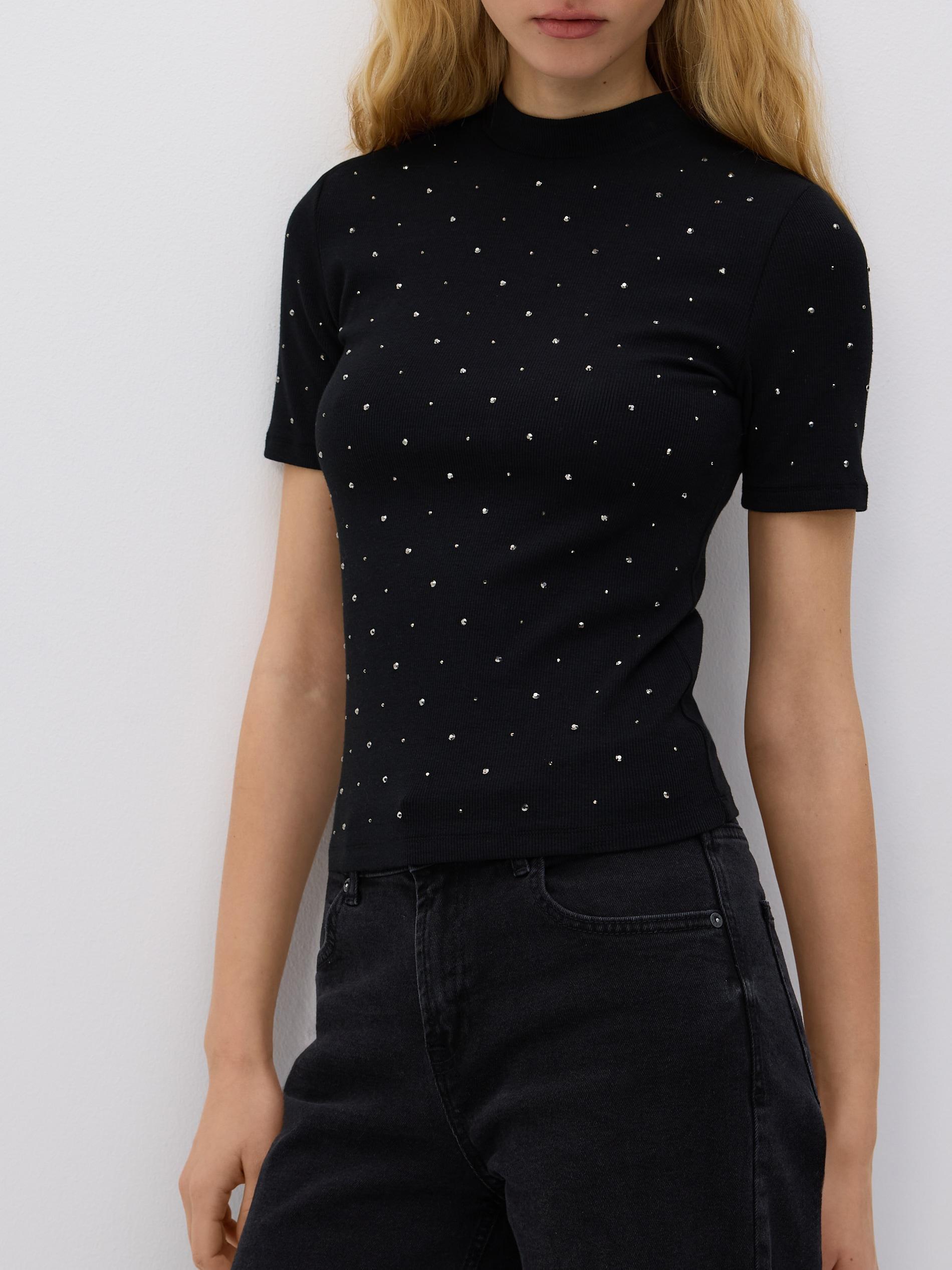 Black T-Shirt With Applique, Black, large image number 2