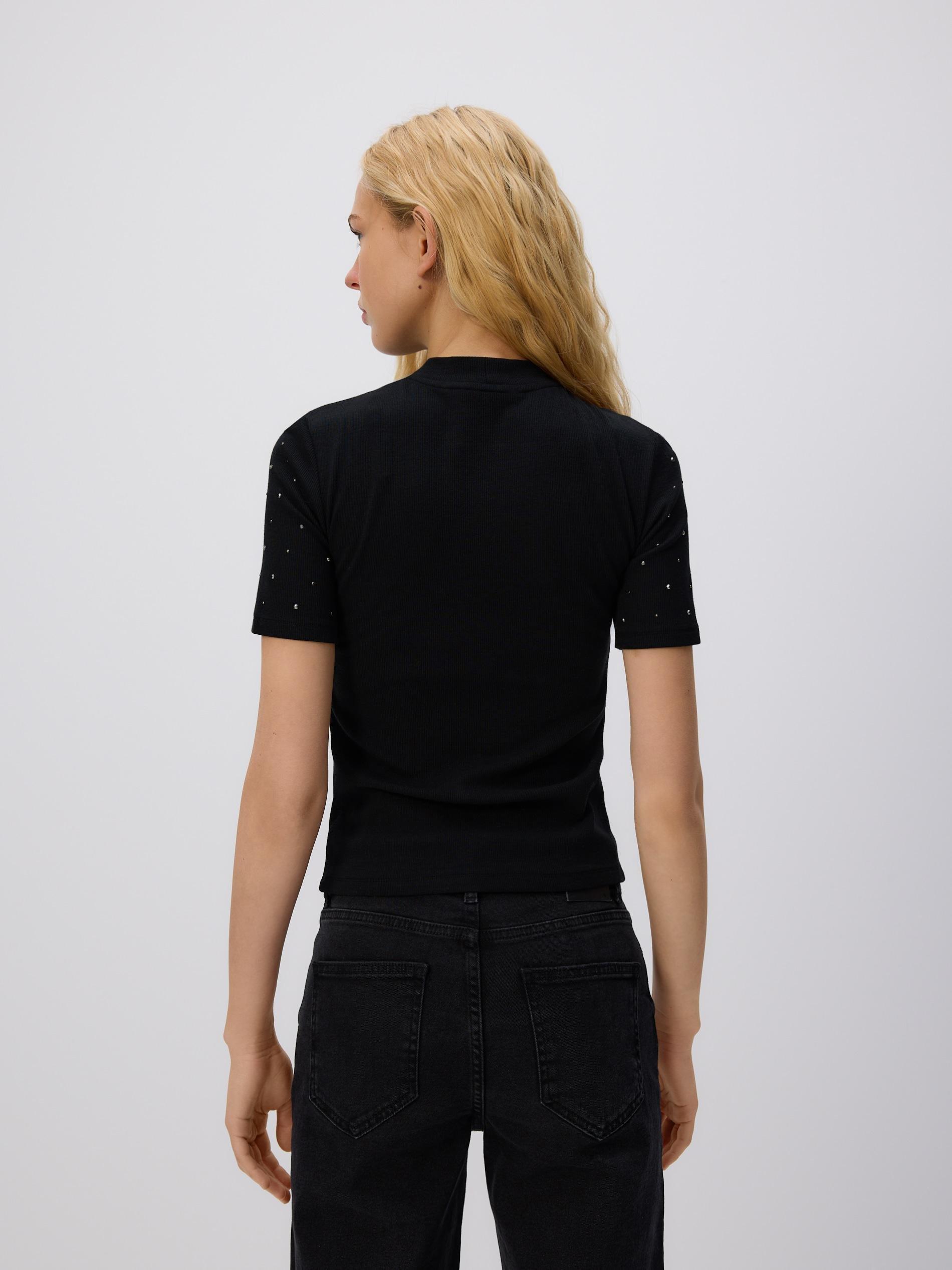 Black T-Shirt With Applique, Black, large image number 3