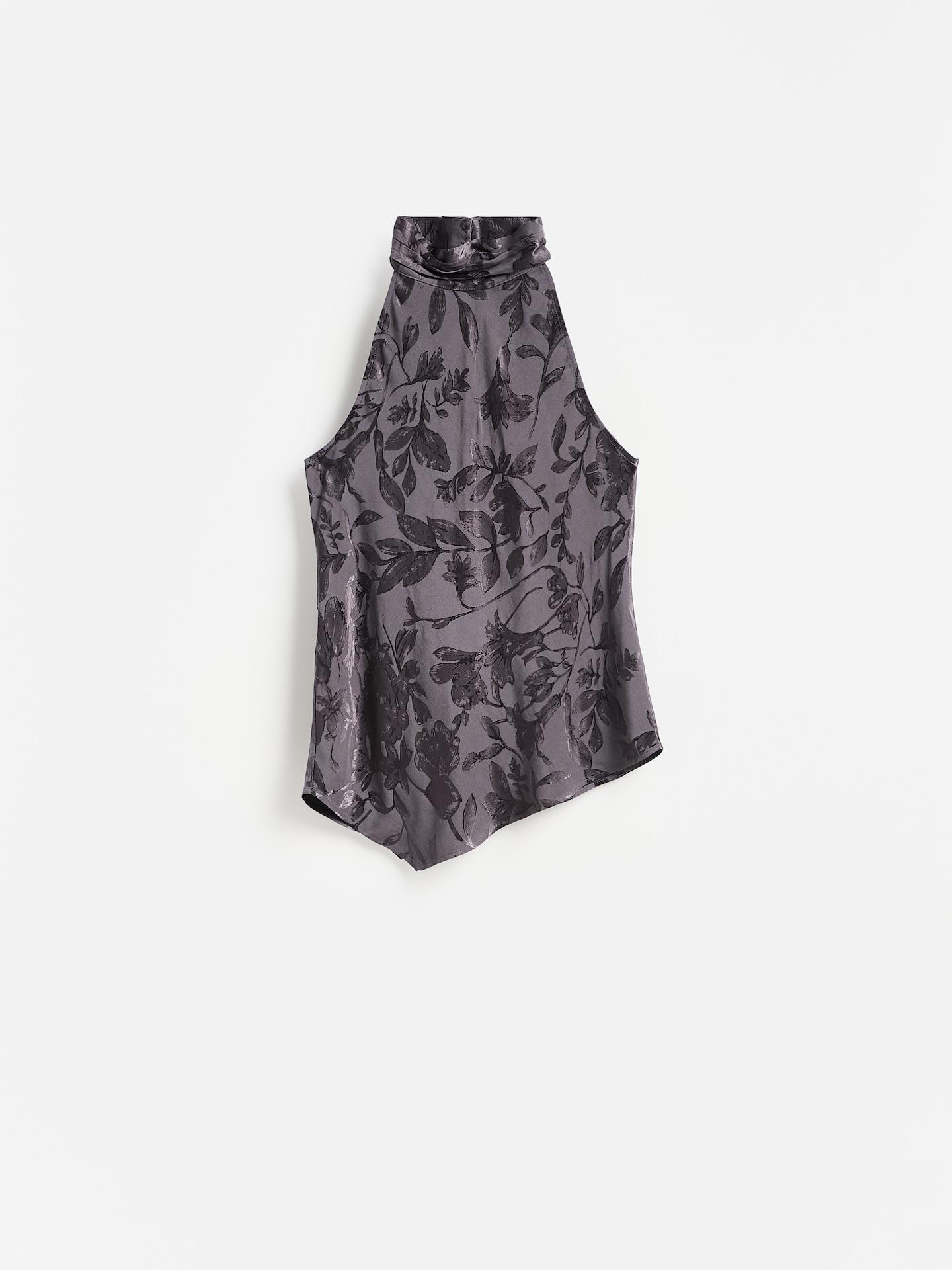 Grey Jacquard-Pattern Blouse, Grey, large image number 4